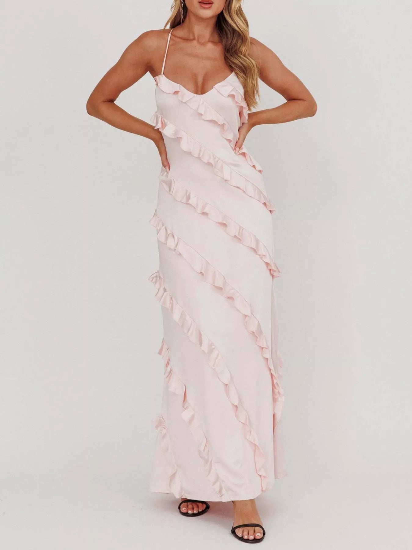 Ruffled Spaghetti Strap Maxi Dress