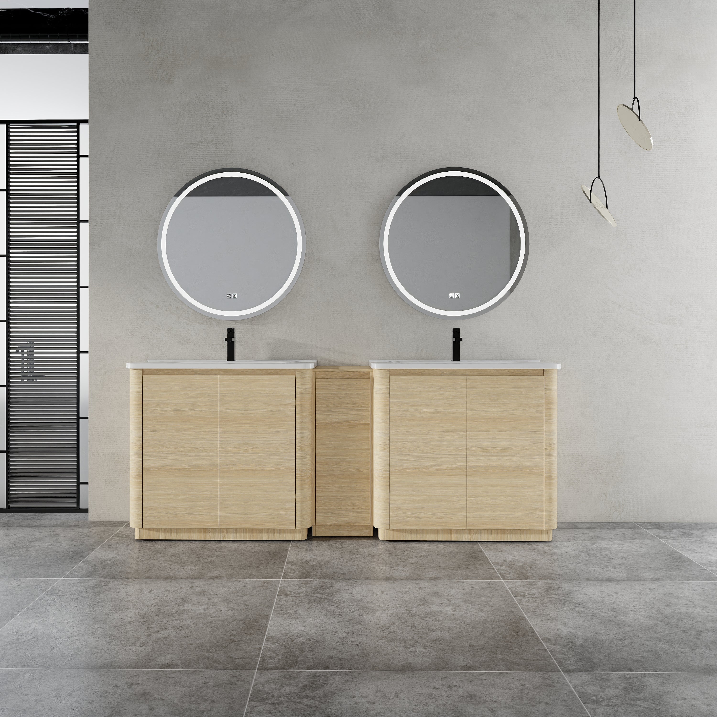 92'' Freestanding Bathroom Vanity with Ceramic Sink
