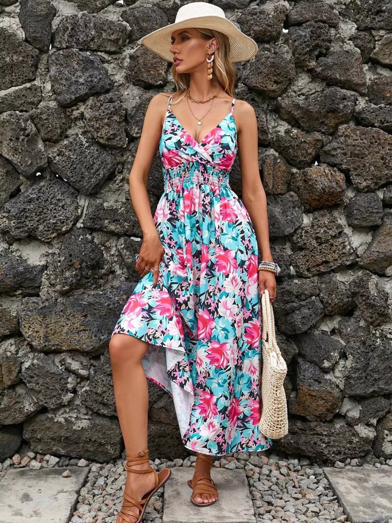 Paisley Print Spaghetti Strap Midi Dress