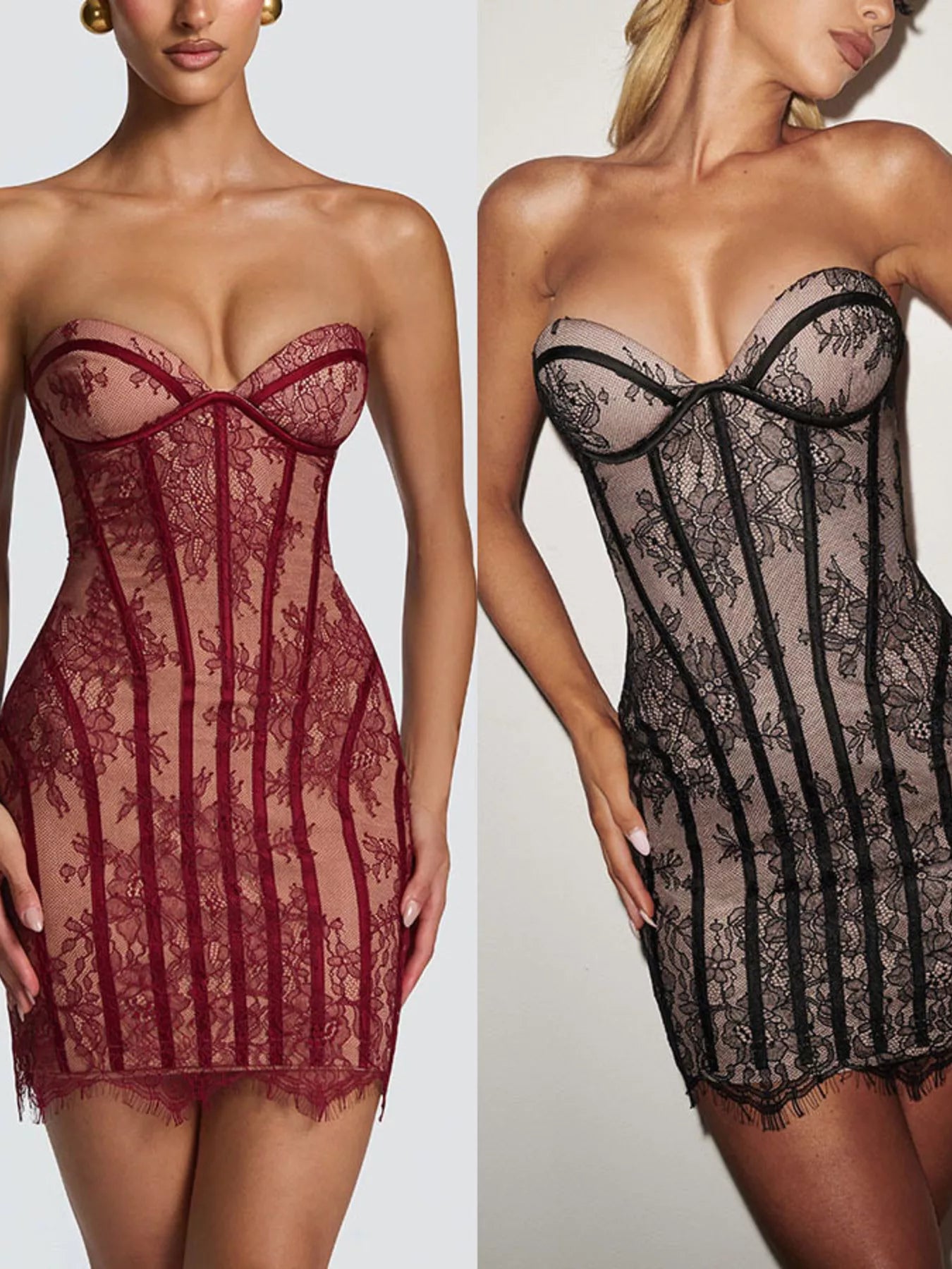 Lace Detail Tube Mini Dress