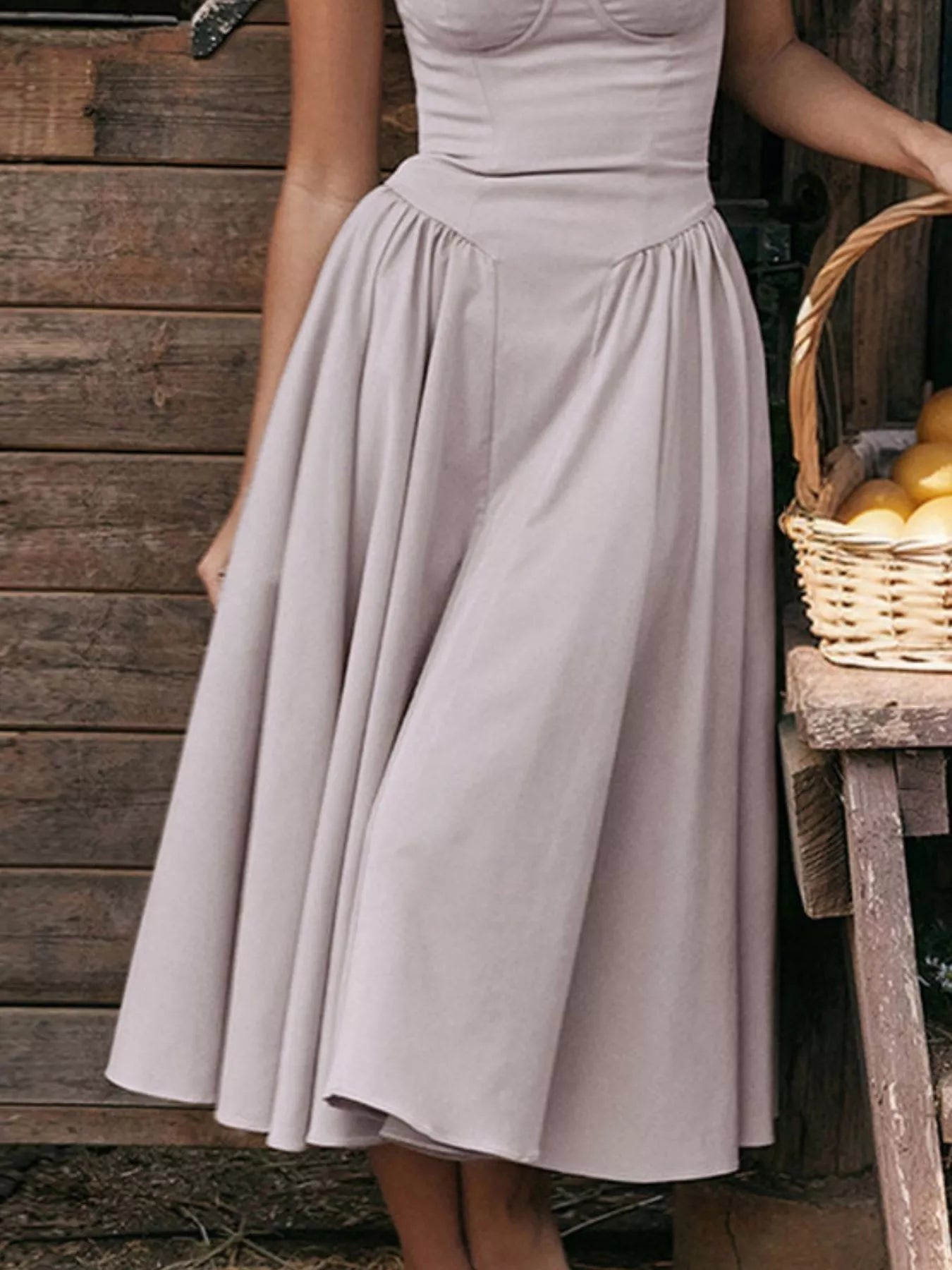 Sweetheart Neck Spaghetti Strap Midi Dress
