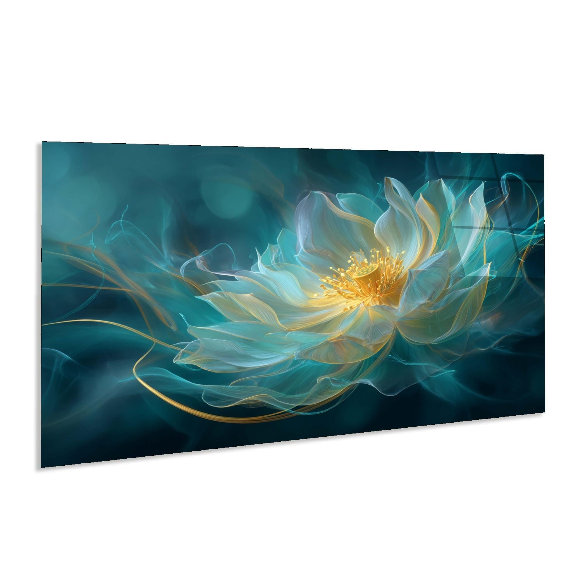 Ethereal Lotus Tempered Glass Wall Art | Modern Floral Décor