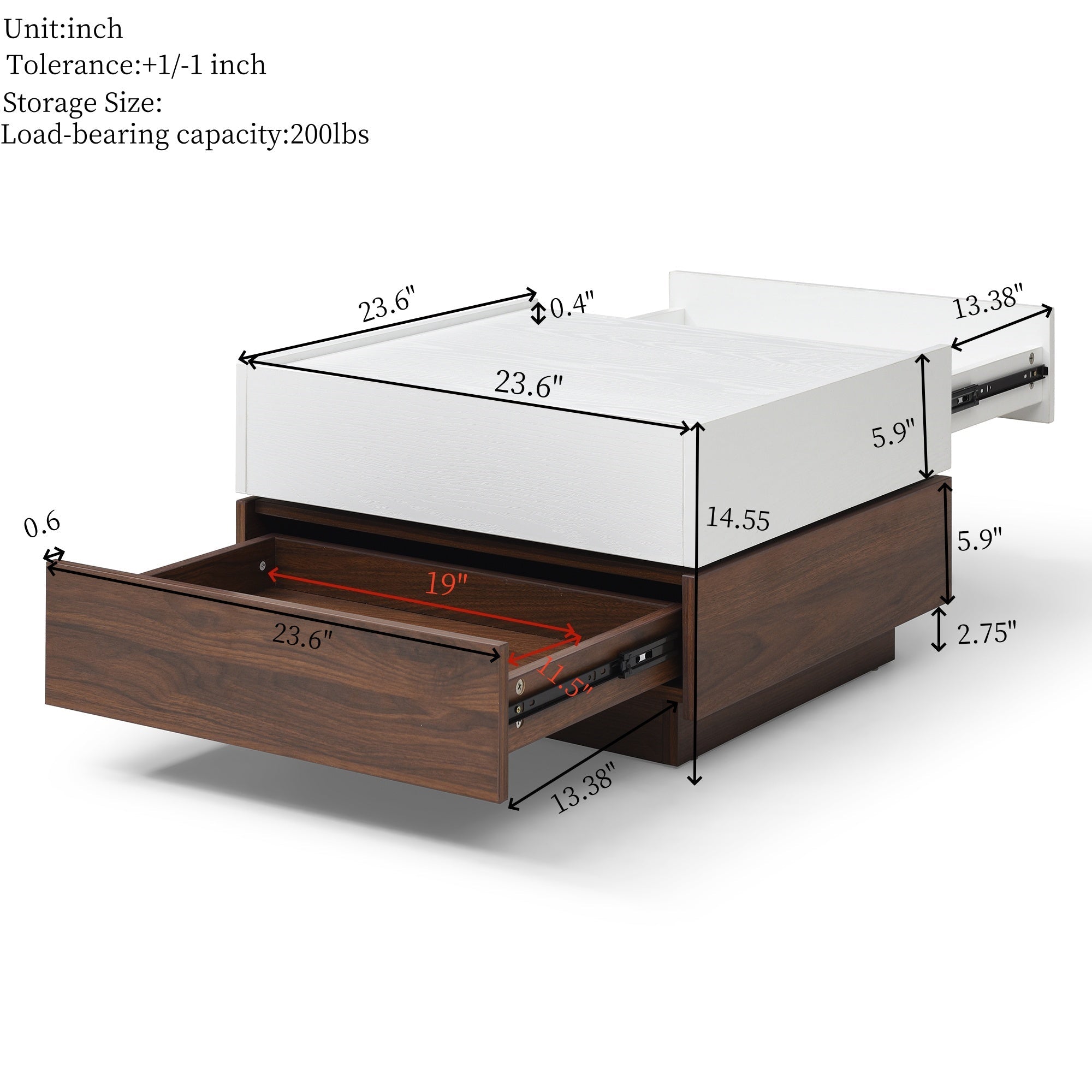 Rotating Coffee Table with 2 Drawers