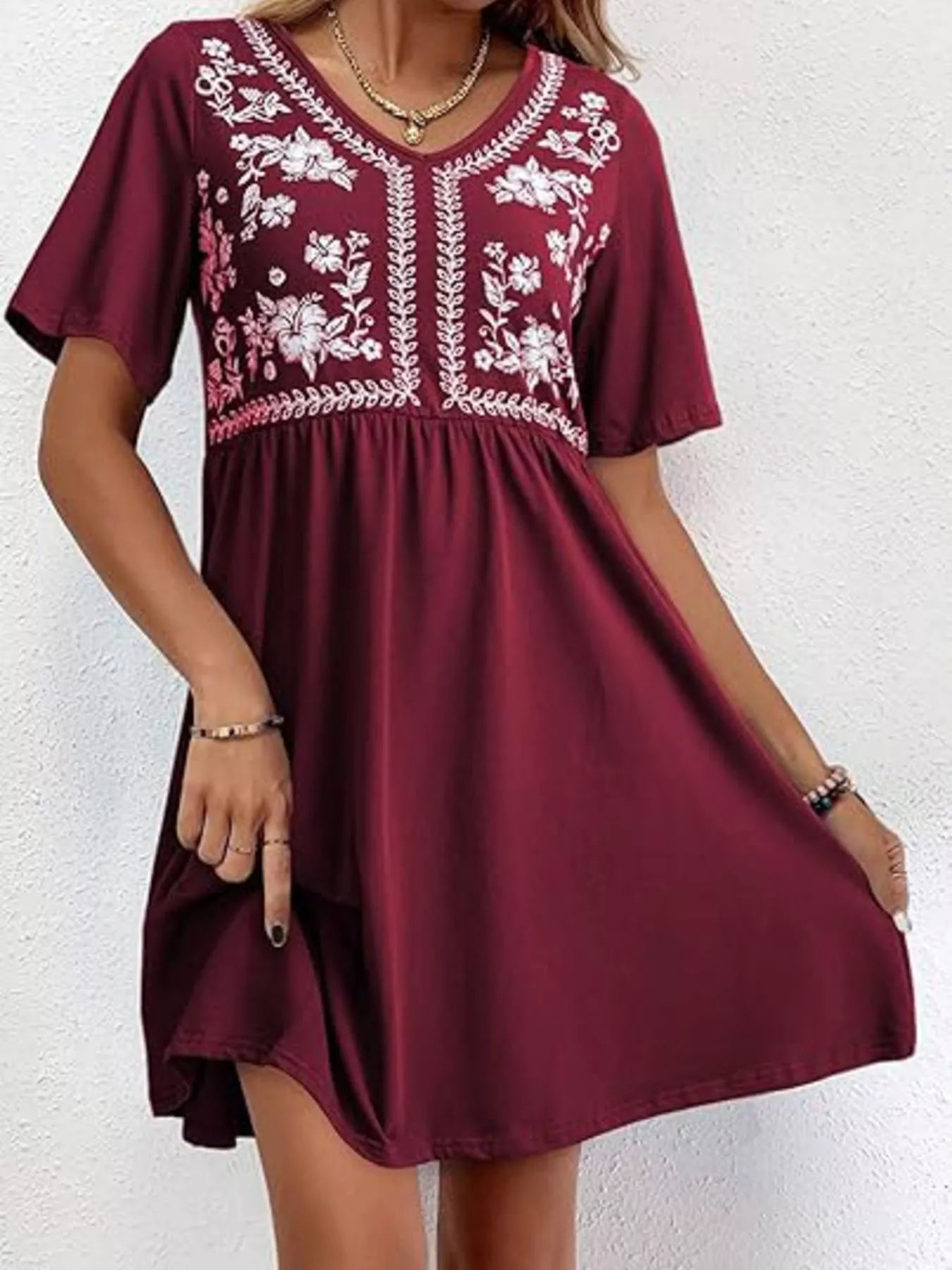 Floral V-Neck Mini Dress