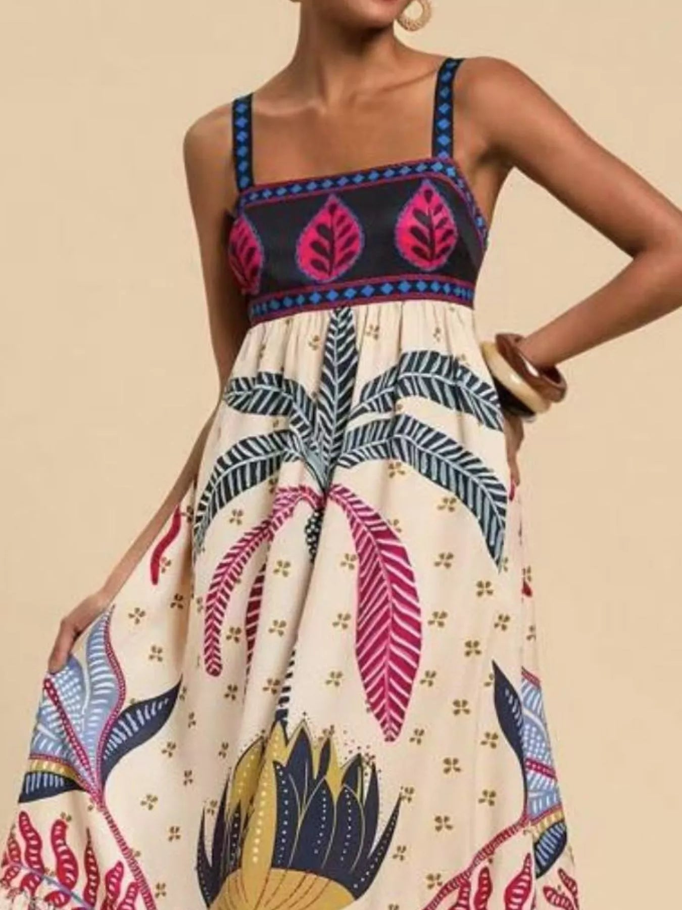 Printed Square Neck Maxi Dress