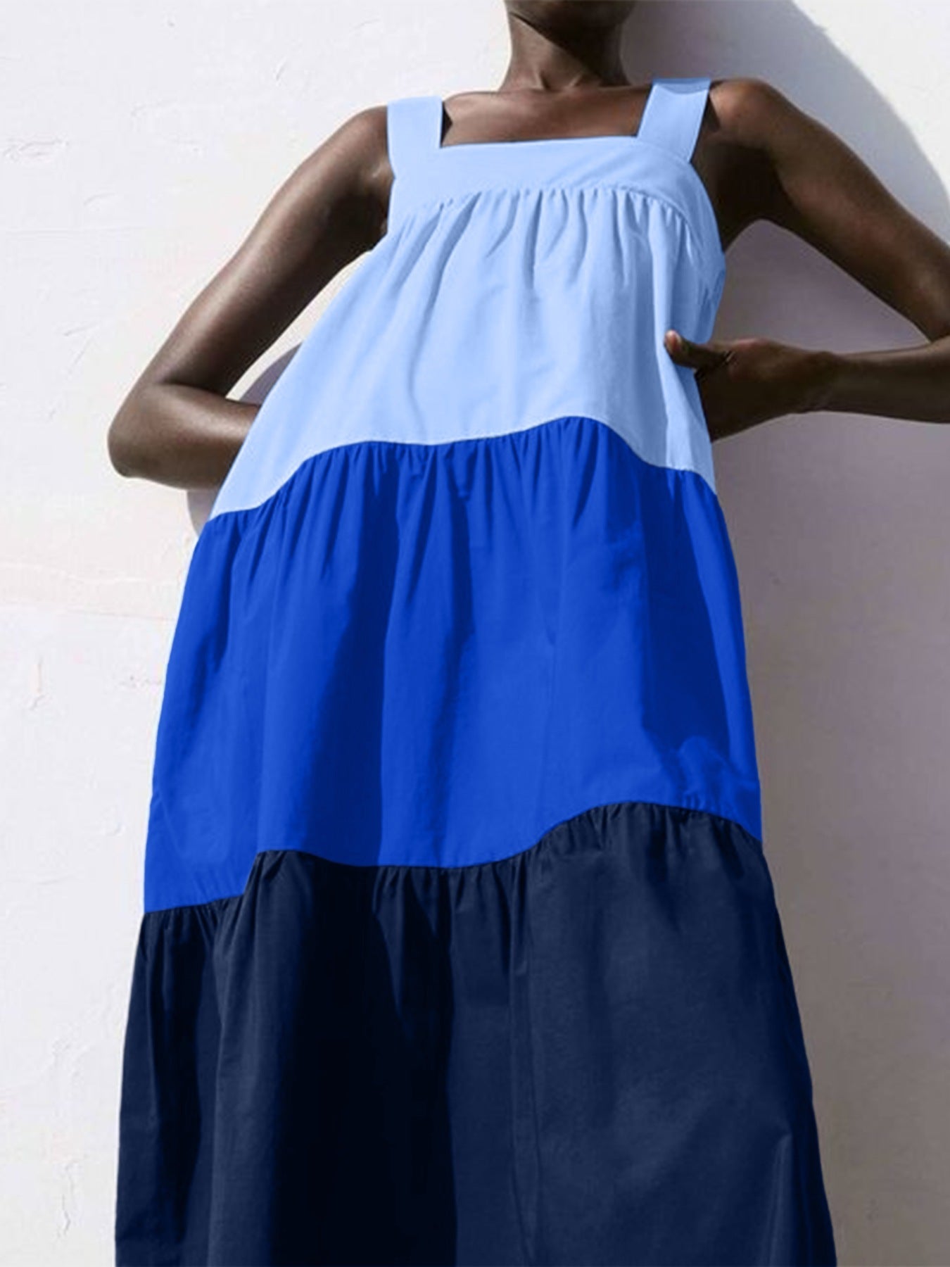 Color Block Wide Strap Dress