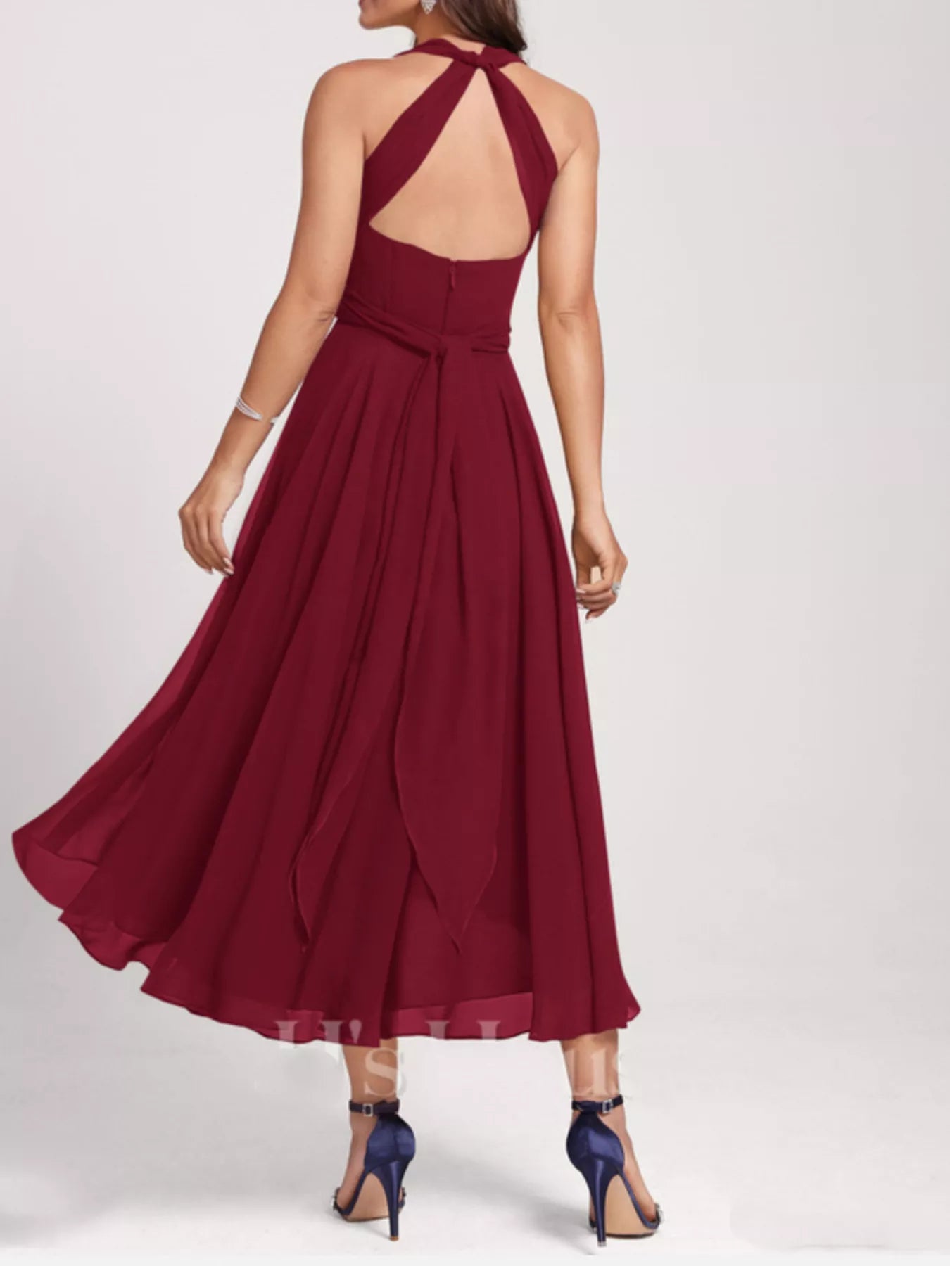 Ruched A-Line Midi Dress