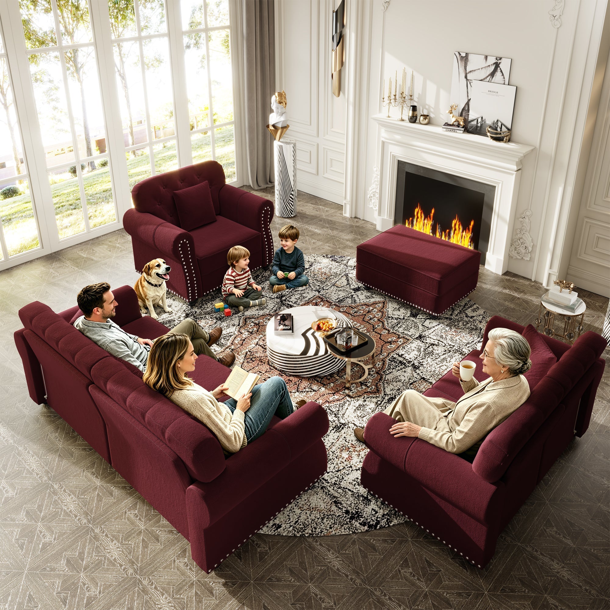 41.3" Upholstered Velvet Sofa with Nailhead Trim