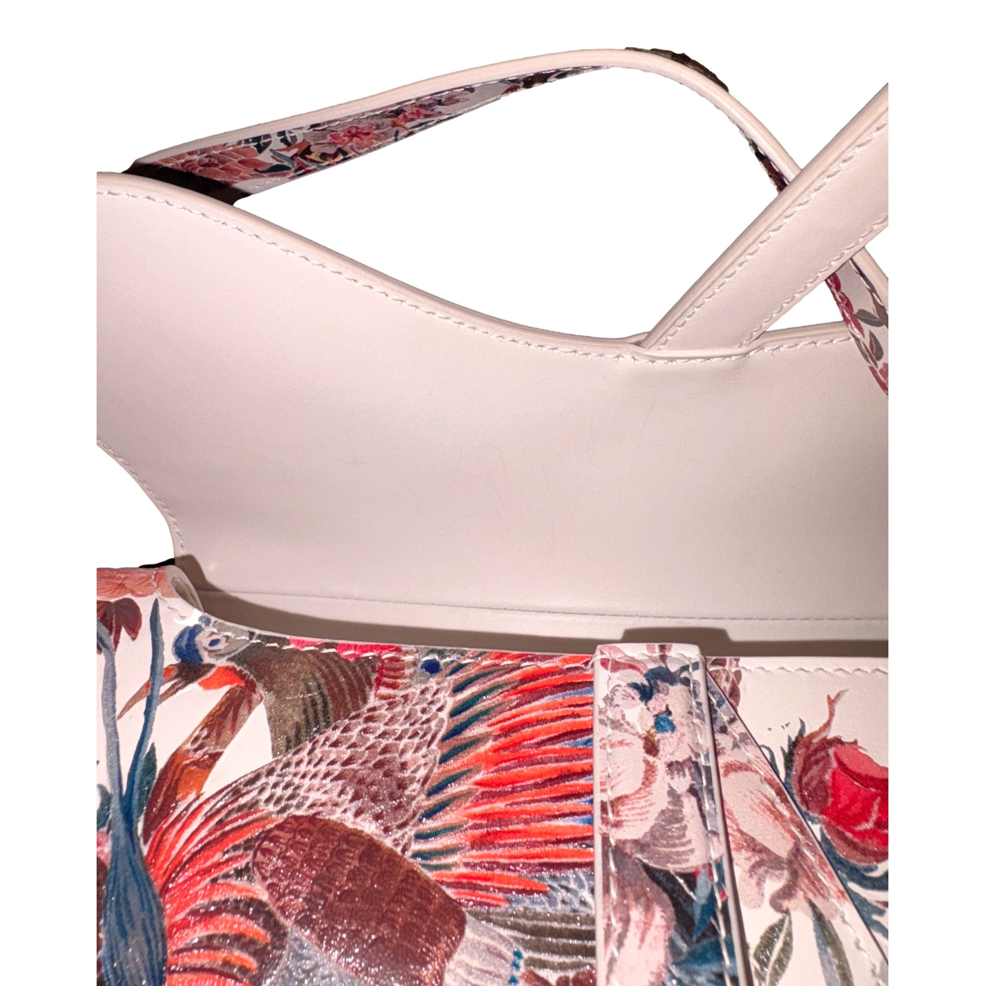 Dior Saddle Floral Bird Print Leather Crossbody Bag with Gold Charm