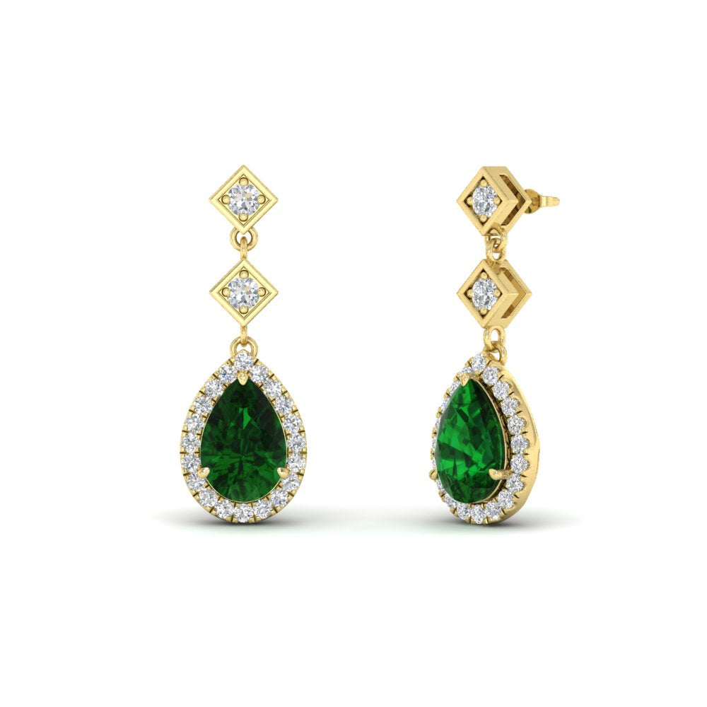 Double Drop Pear Halo Earring
