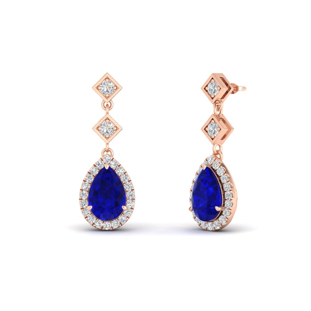 Double Drop Pear Halo Earring