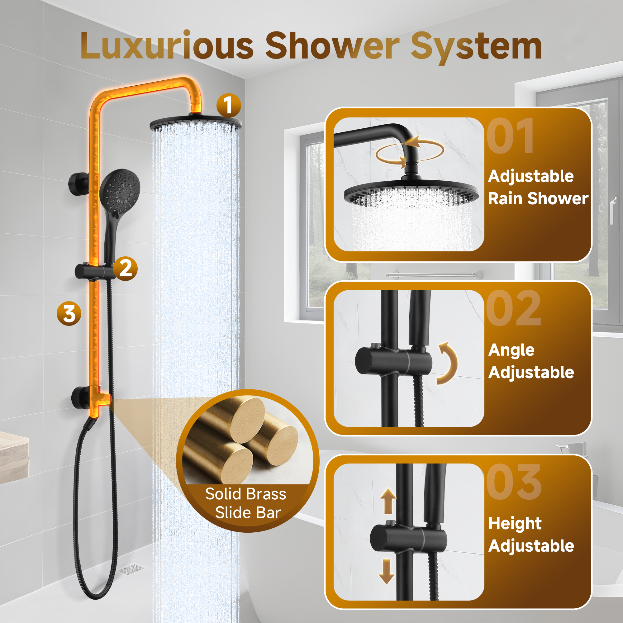 Shower System With Rain shower and Handheld Shower head,Hose