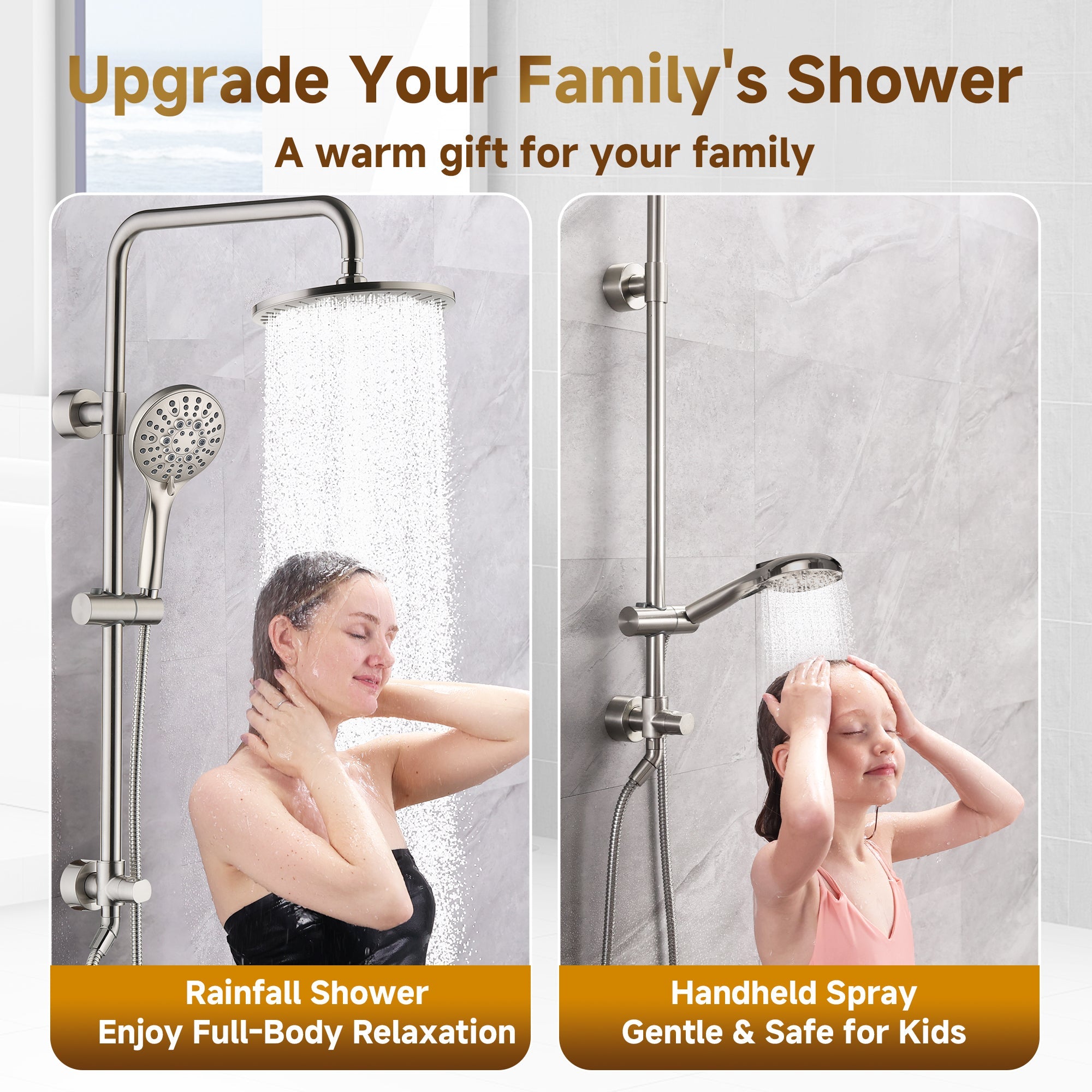 Shower System With Rain shower and Handheld Shower head,Hose