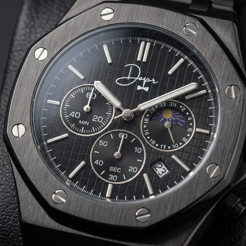 ChronoLunar Black Edition — All-Black Chronograph Watch with Moon Phase