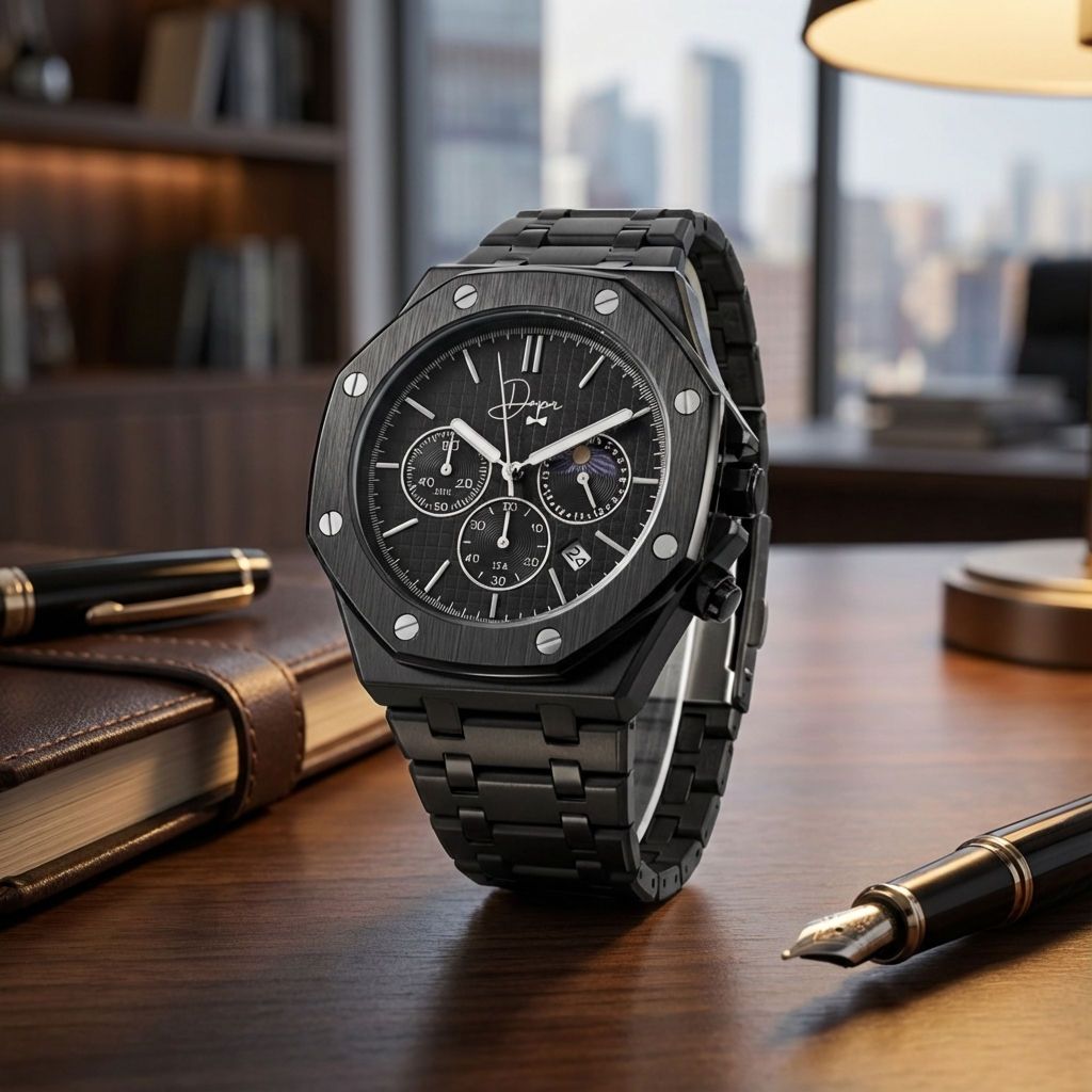 ChronoLunar Black Edition — All-Black Chronograph Watch with Moon Phase