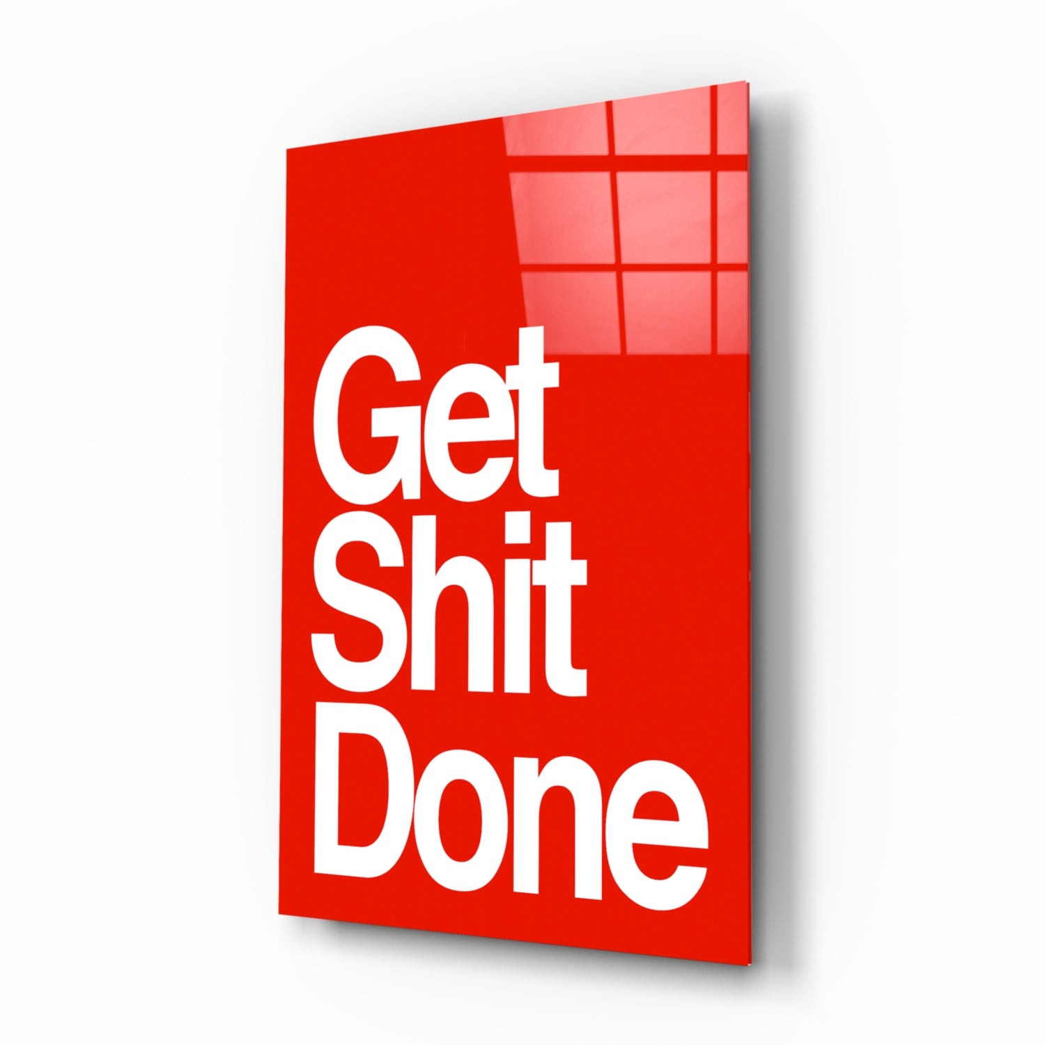Get Shit Done Bold White Glass Wall Art