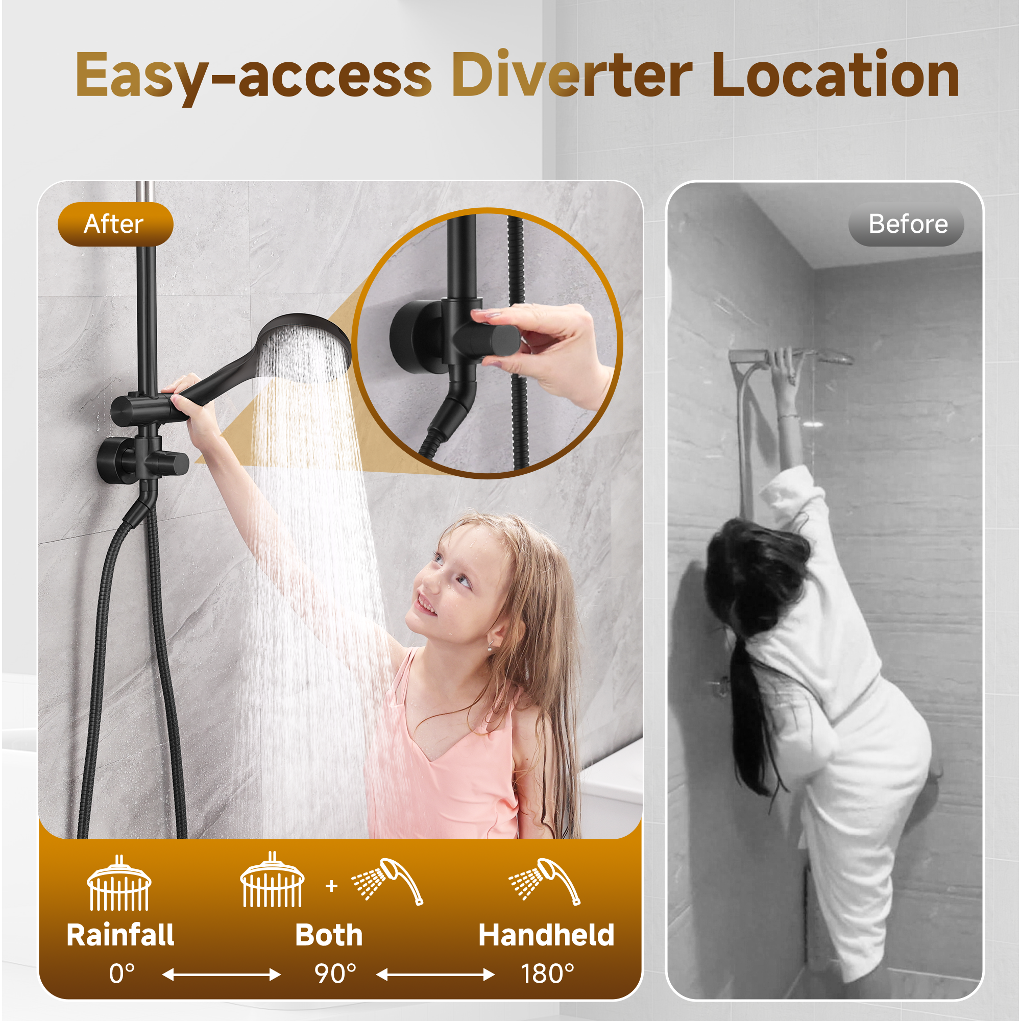 Shower System With Rain shower and Handheld Shower head,Hose