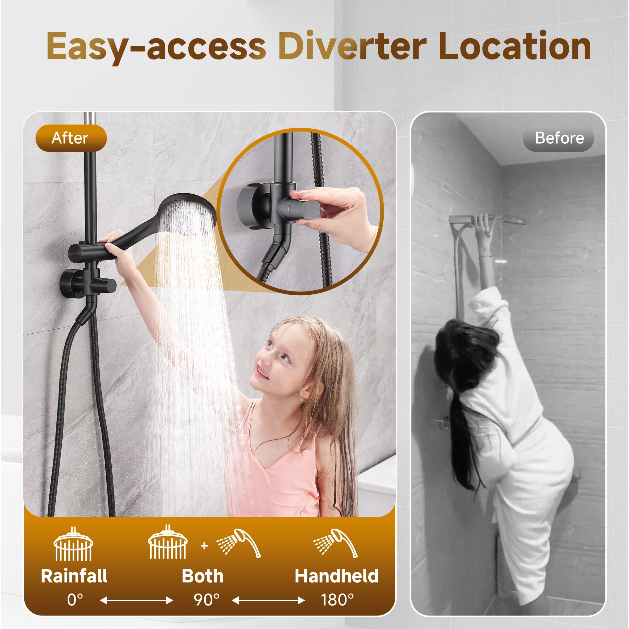 Shower System With Rain shower and Handheld Shower head,Hose