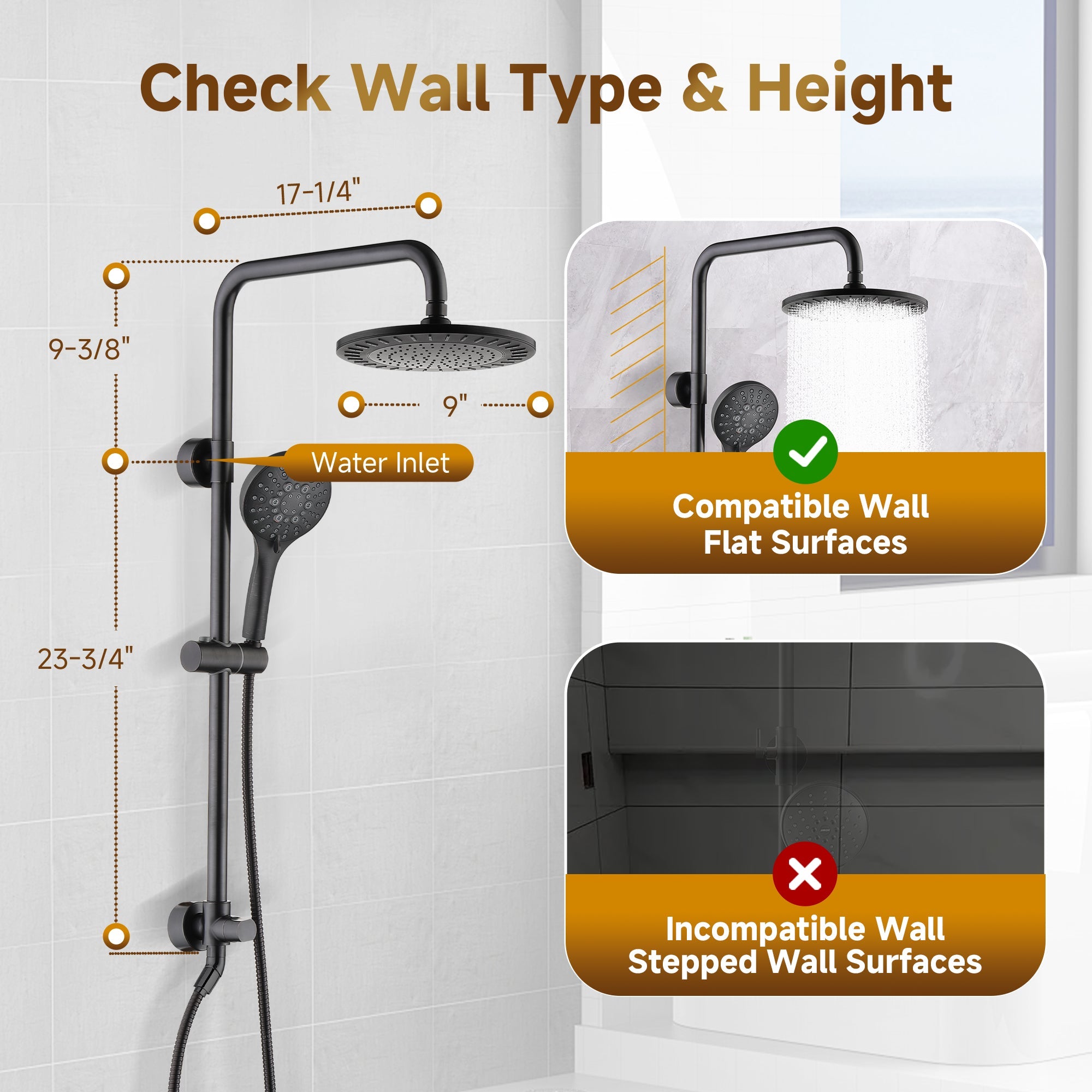Shower System With Rain shower and Handheld Shower head,Hose