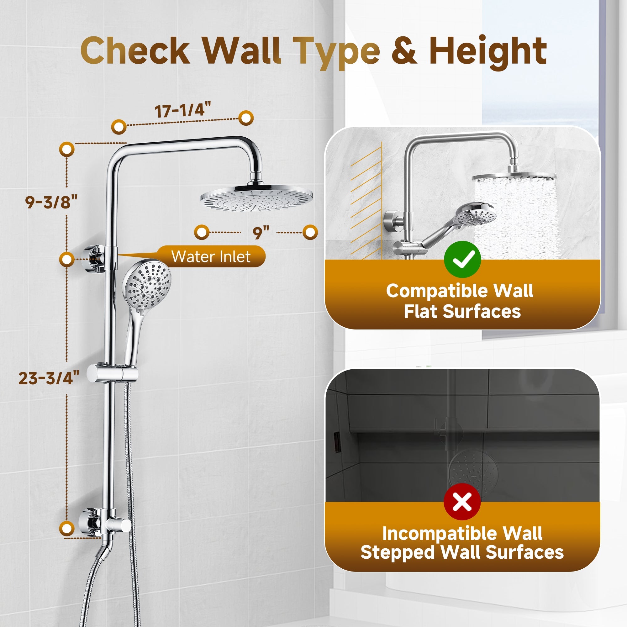 Shower System With Rain shower and Handheld Shower head,Hose