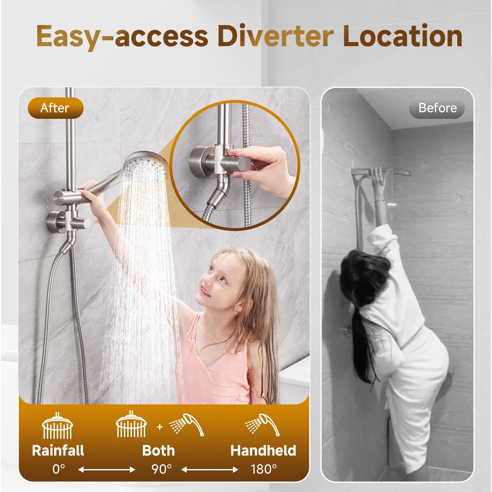 Shower System With Rain shower and Handheld Shower head,Hose