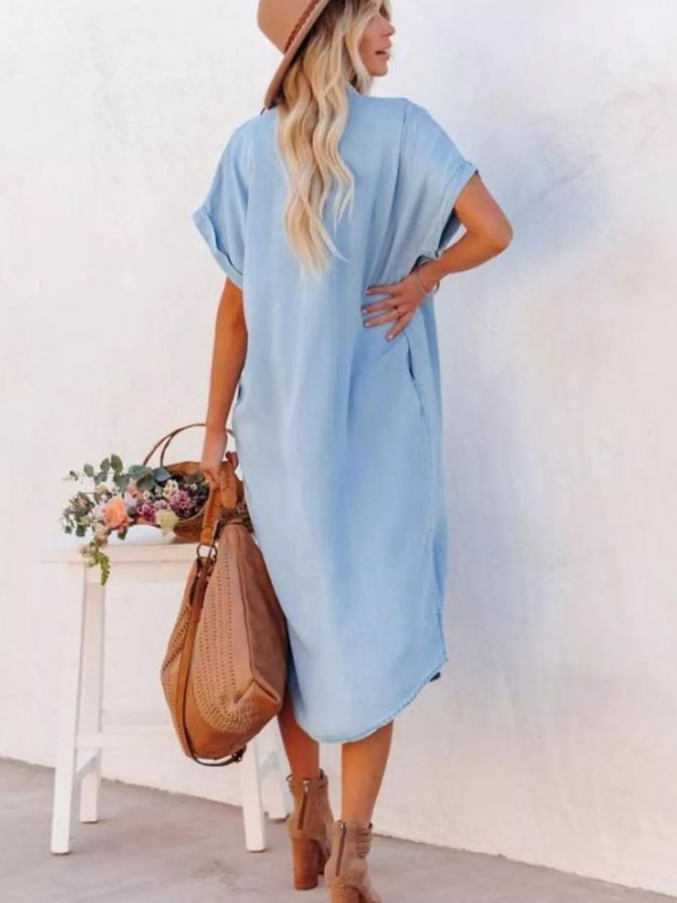 Casual Shirt Dress with Side Slits