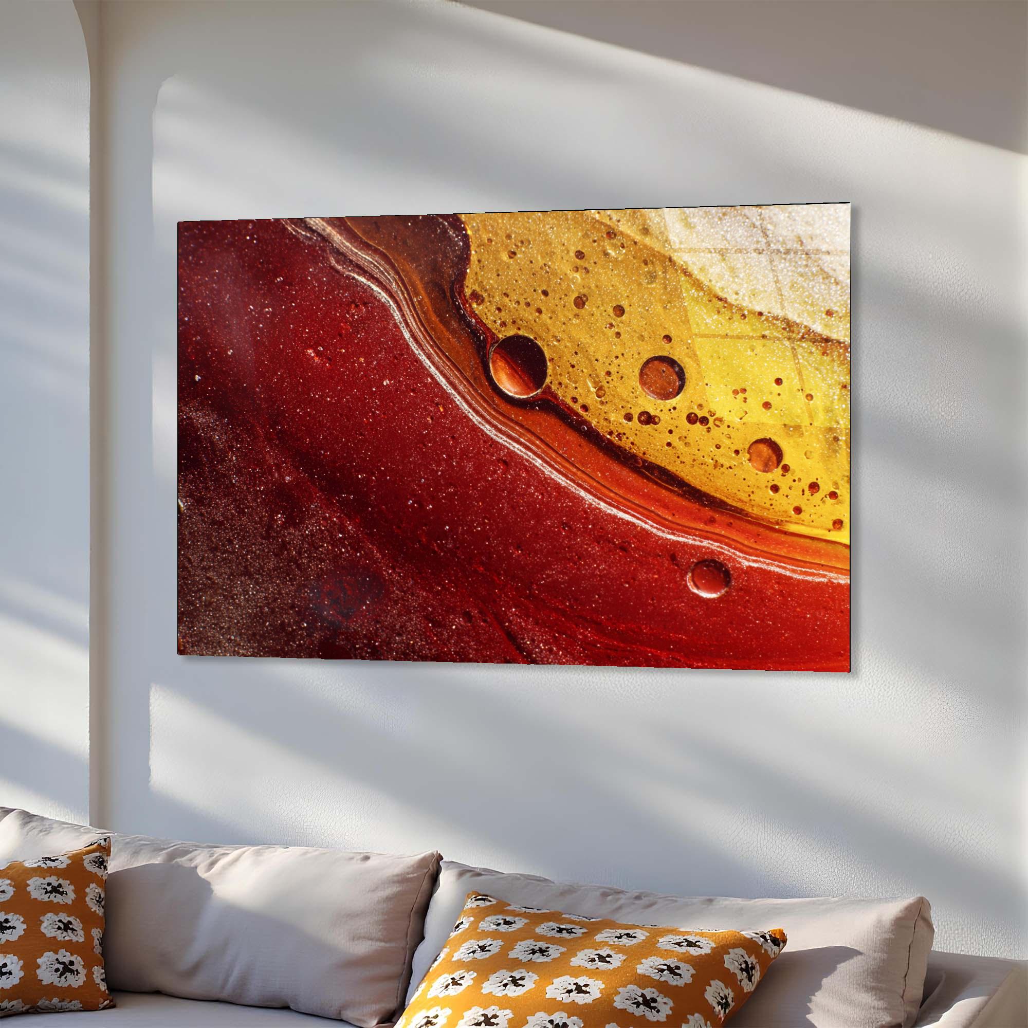 Molten Resin Flow Tempered Glass Wall Art | Abstract Luxury Decor