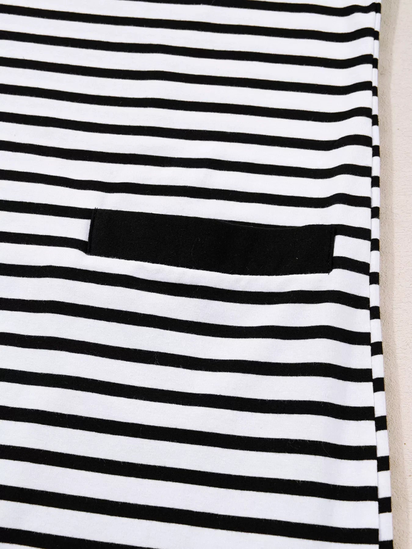 Stripe Buttoned Front Collared Long Sleeve T Shirt Dress with Pockets