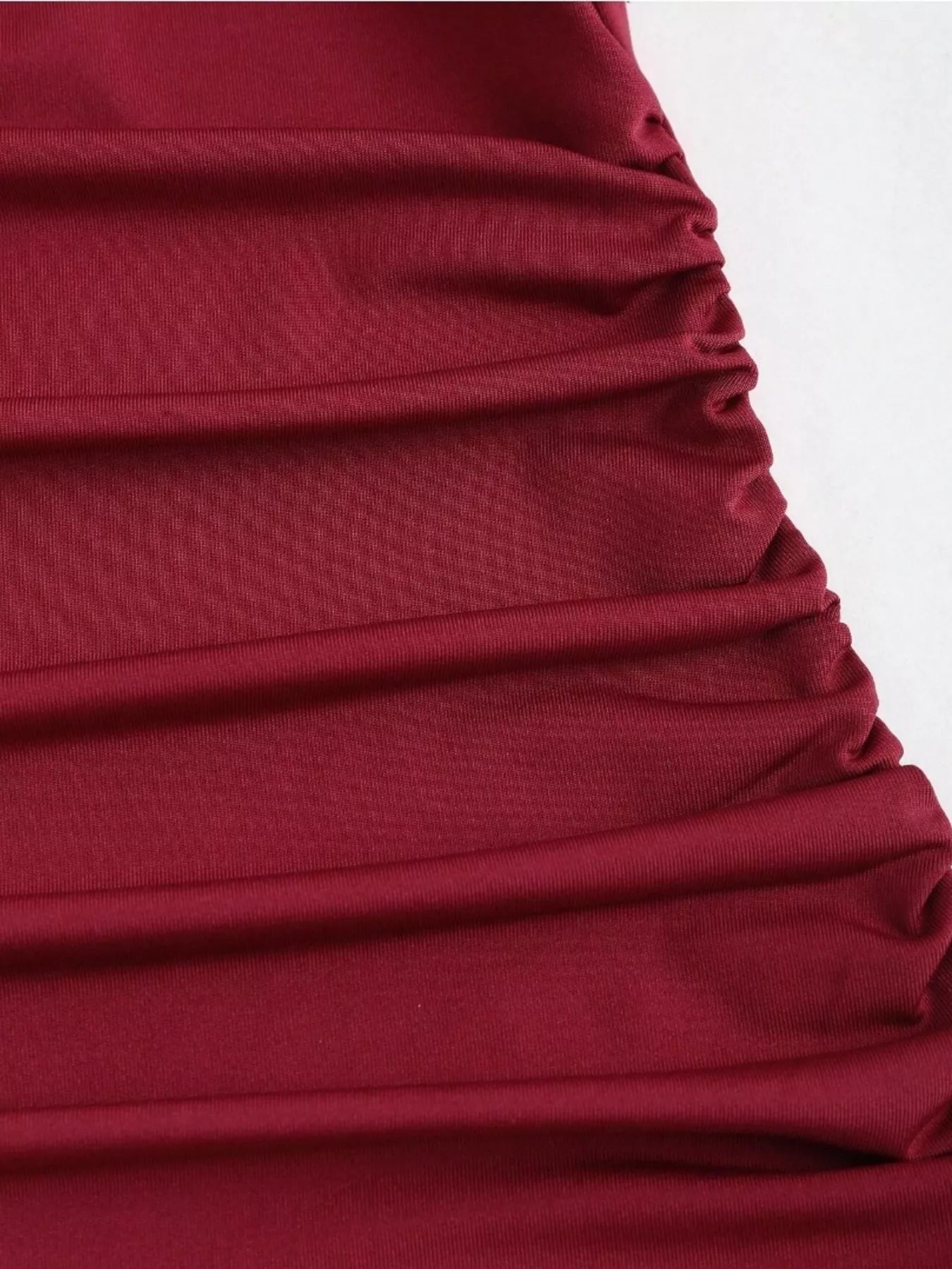 Lace Trim Ruched Mermaid Dress