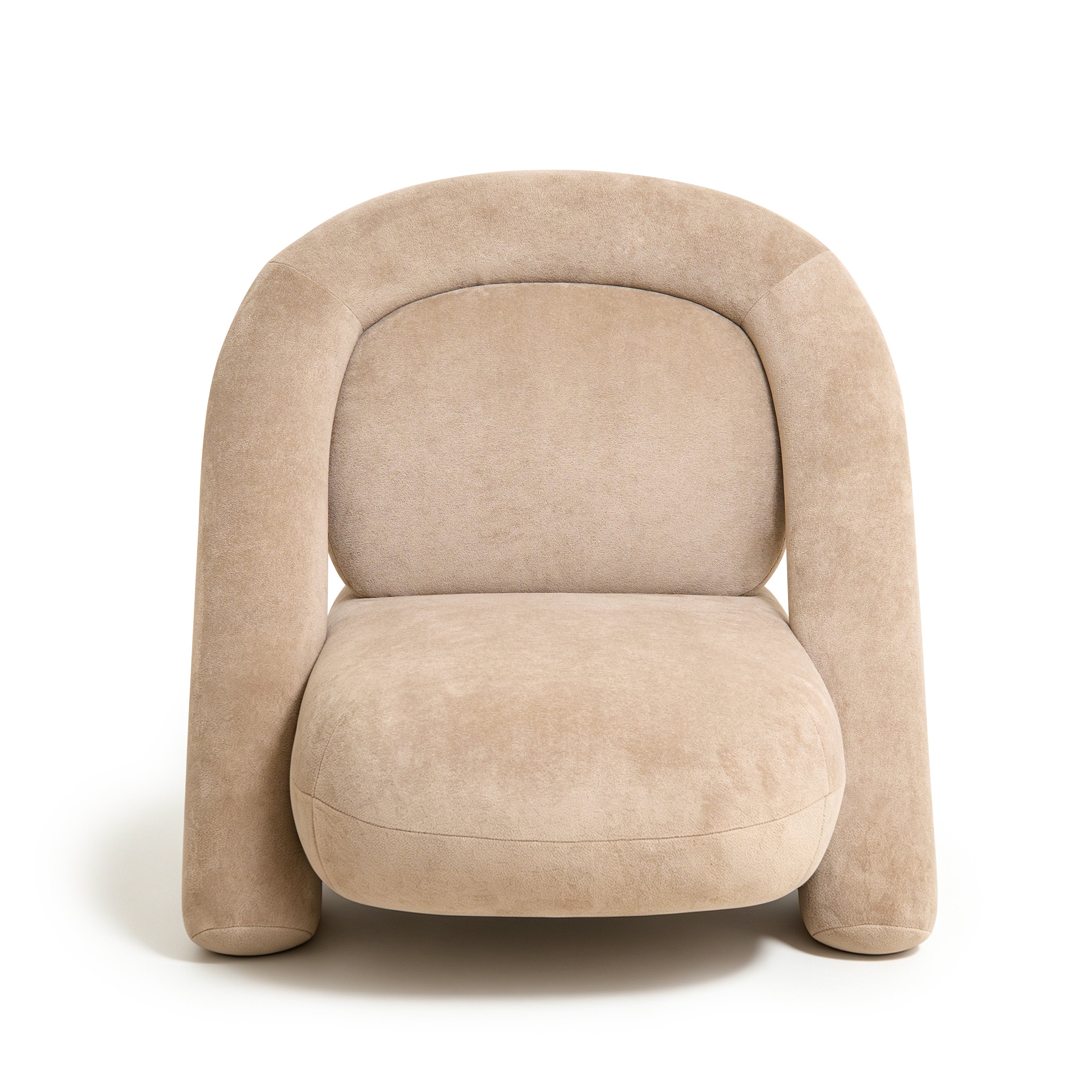 Lounge Chair in Dark Beige Velvet