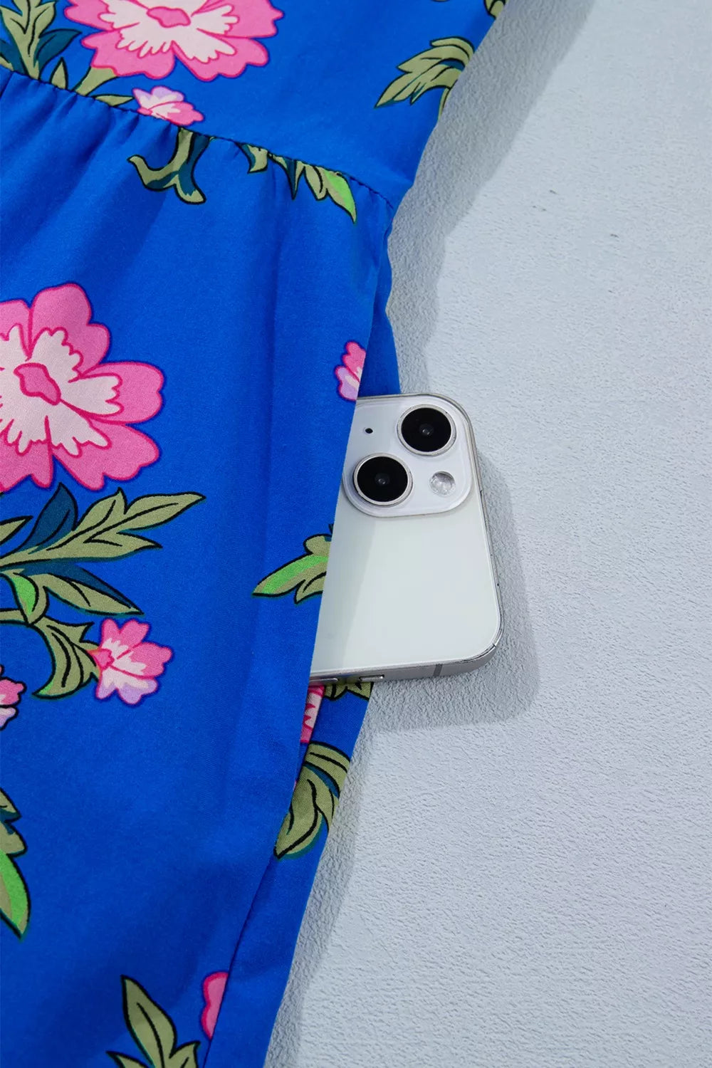 V Neck Short Sleeve Loose Flower Dress