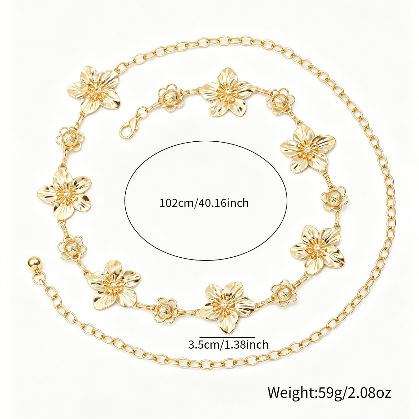 Cross-border European American Ins Light Luxury Waist Chain, Fashion Spliced Floral Metal Body Chain Premium Texture Women Body Jewelry