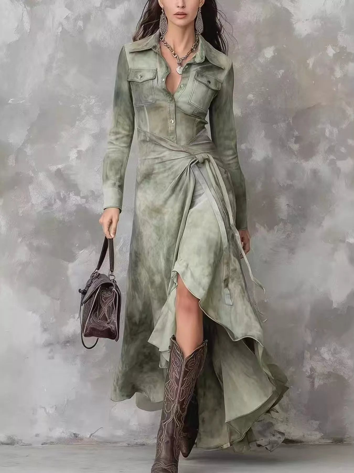 High-Low Long Sleeve Dress