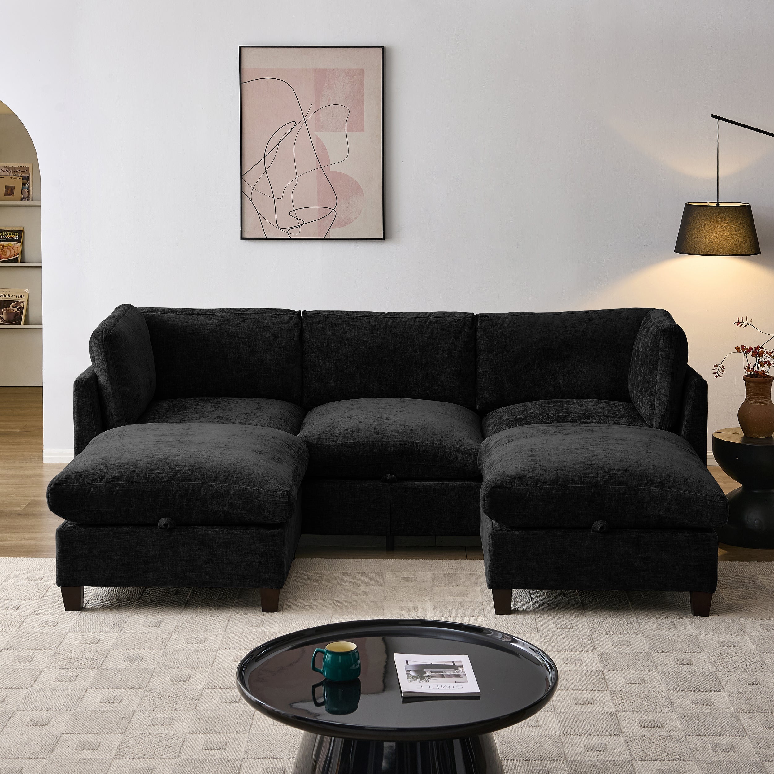 96.5" Sectional Couch for Living Room, Upholstered Soft Chenille Fabric Sofa
