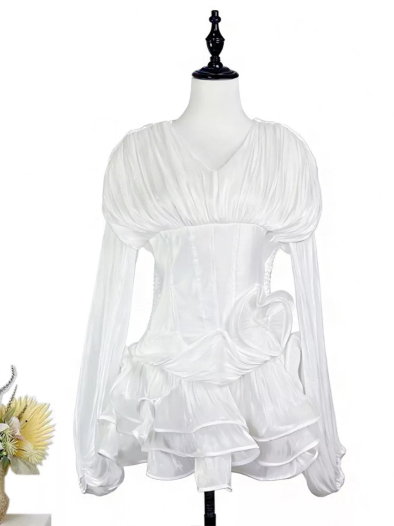 Ruffled Long Sleeve Mini Dress