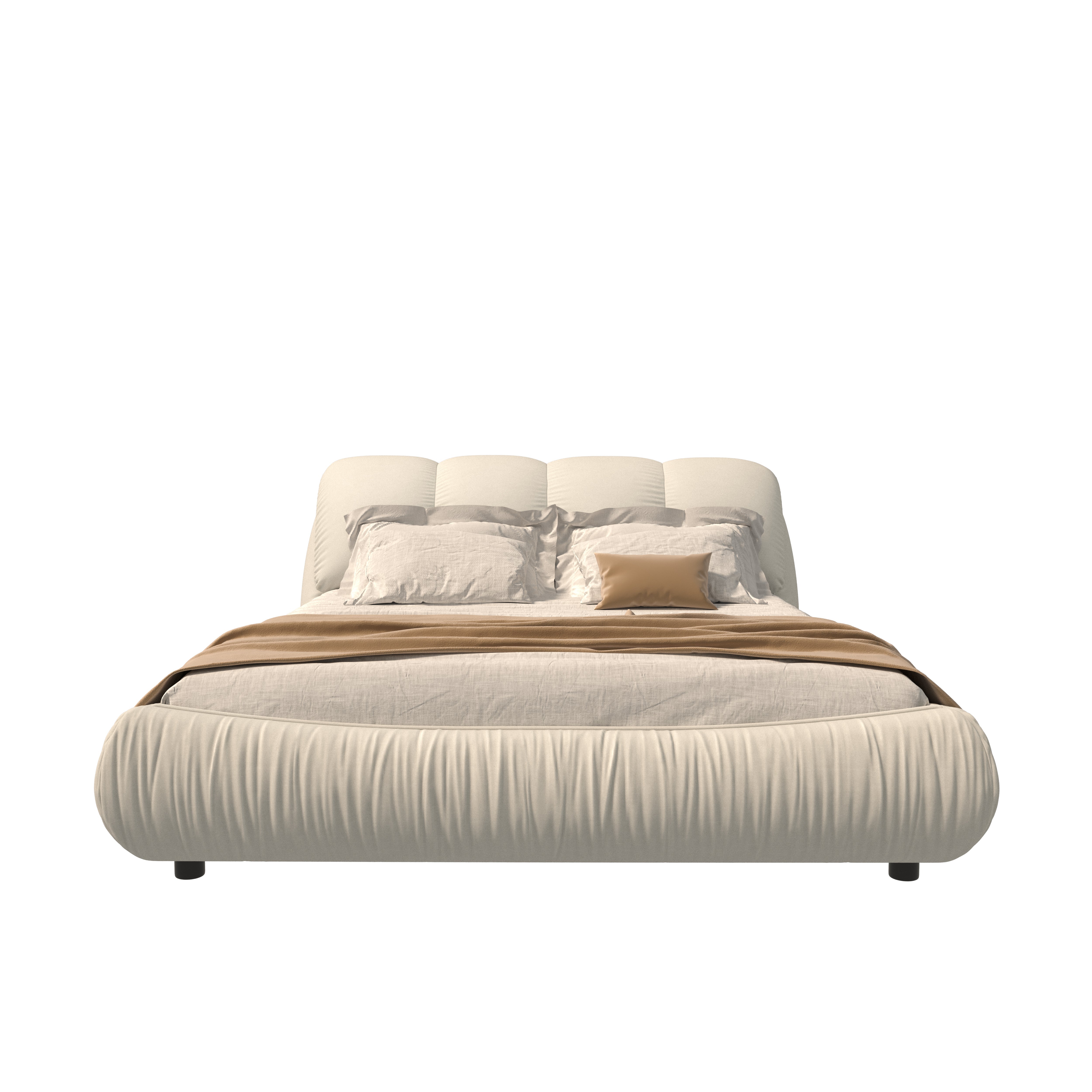 King Size Luxury Upholstered Platform Bed with Oversized Backrest