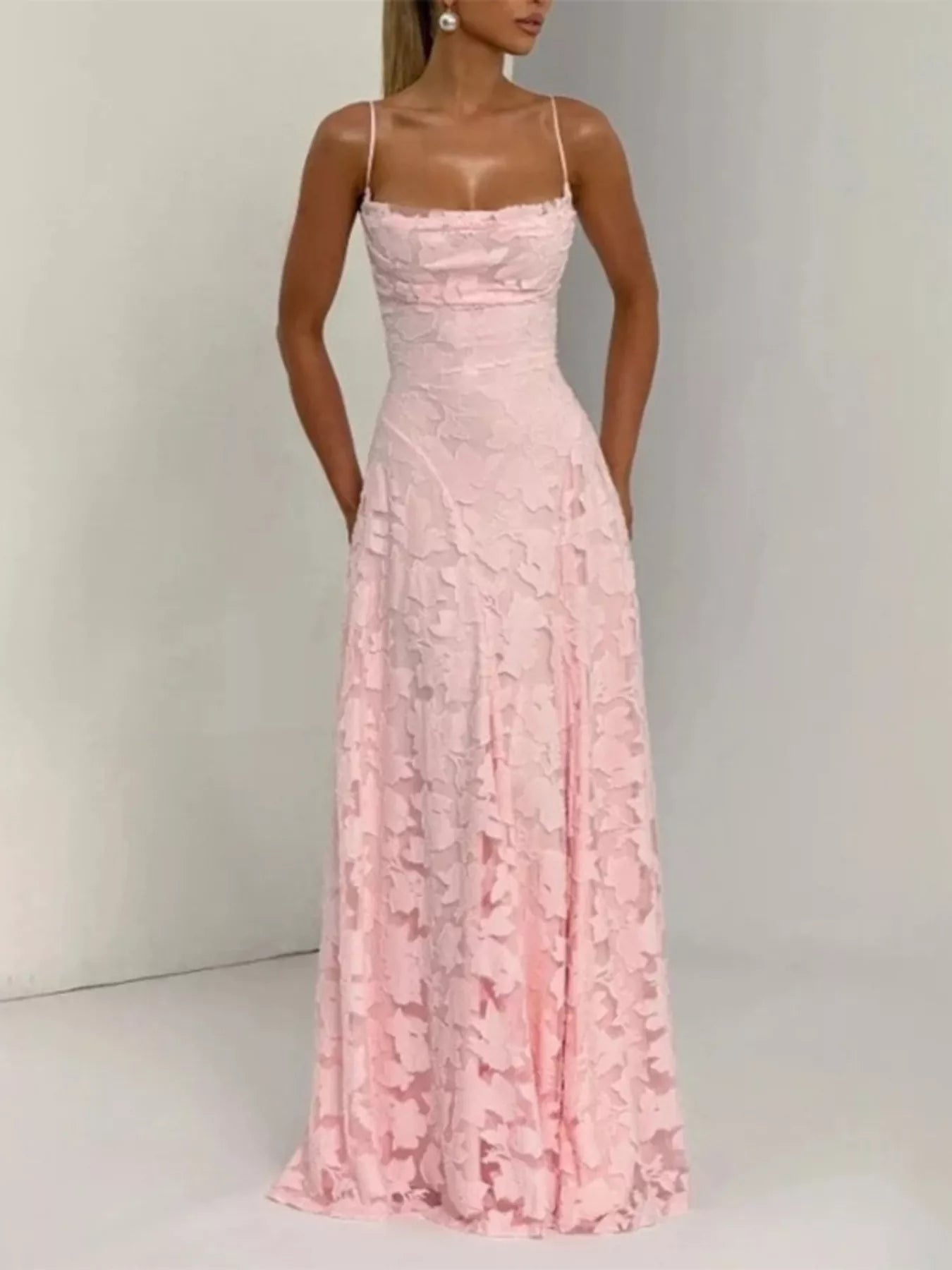 Lace Spaghetti Strap Maxi Dress