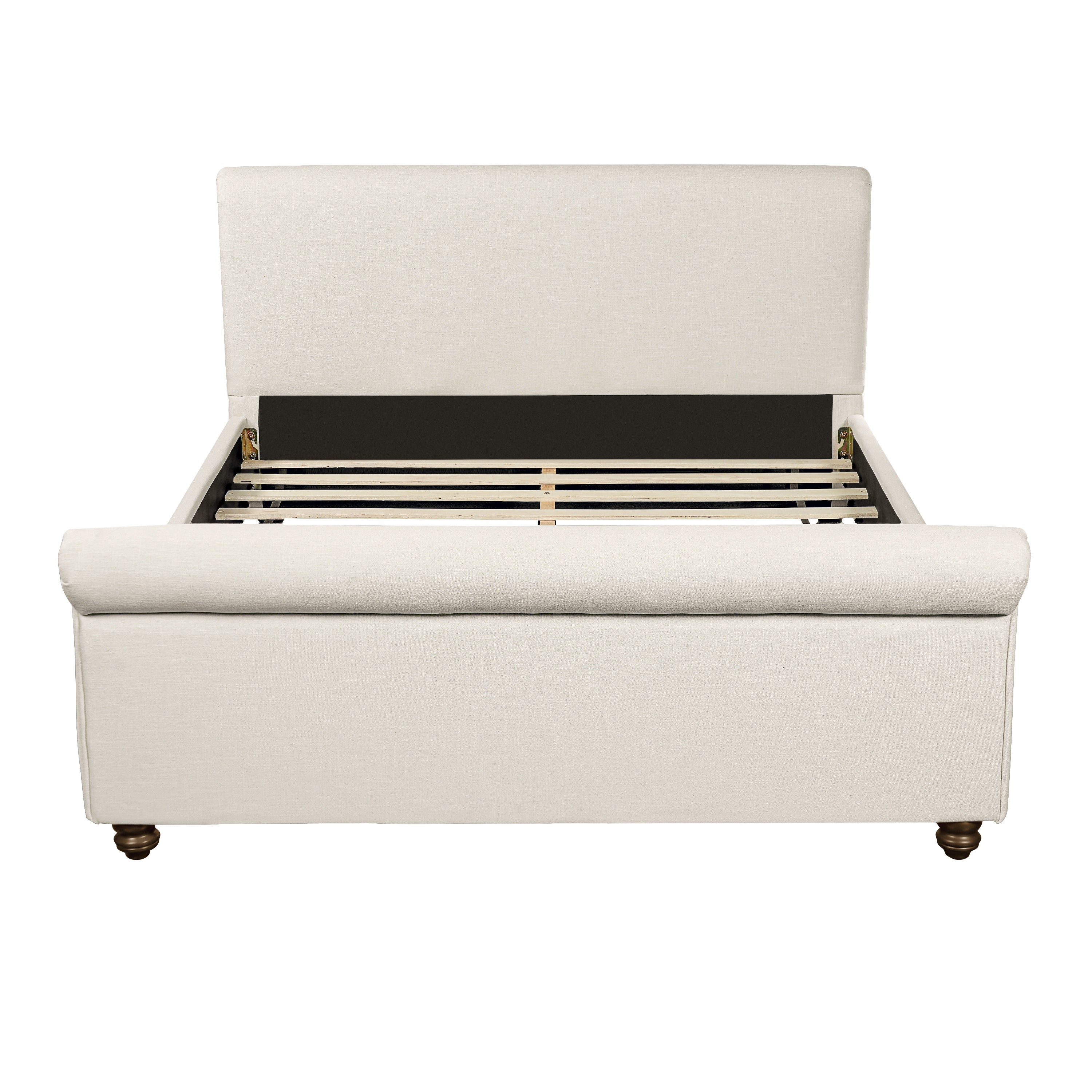 Queen Size Upholstered Bed Frame With Linen Fabric