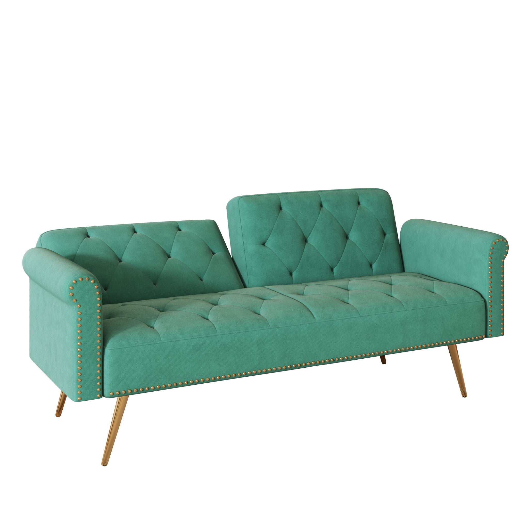 Luxurious Sofa Bed With Nail Head Trim And Matching Pillow