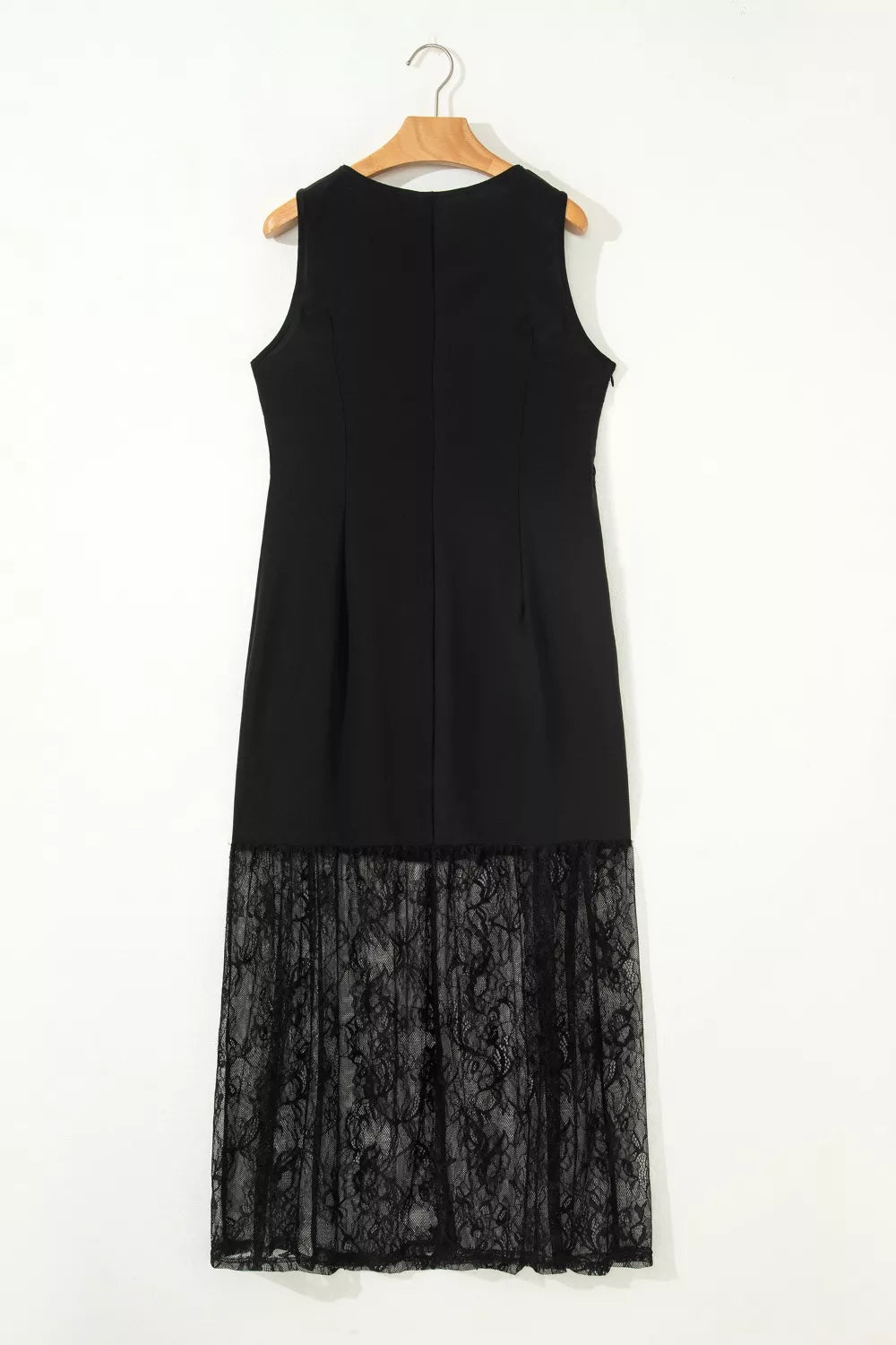 Sleeveless Sheer Floral Lace Patchwork Maxi Dress