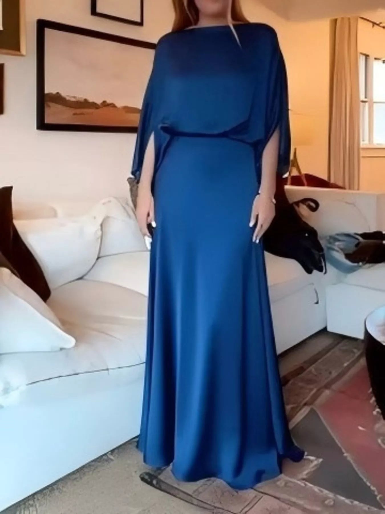 Full Size Elegant Batwing Sleeve Maxi Dress Plus Size