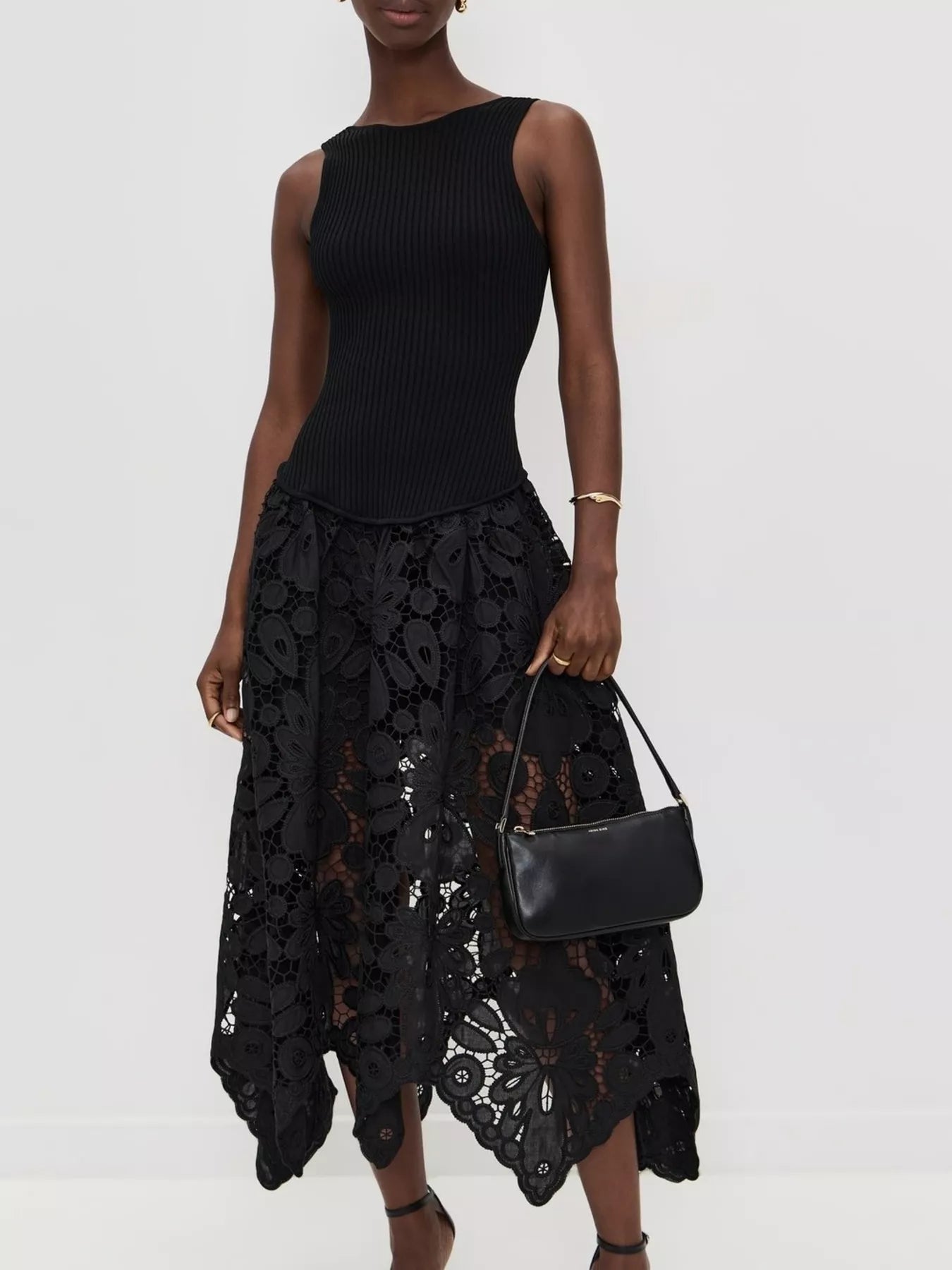 Sleeveless Ribbed Crochet Midi Dress