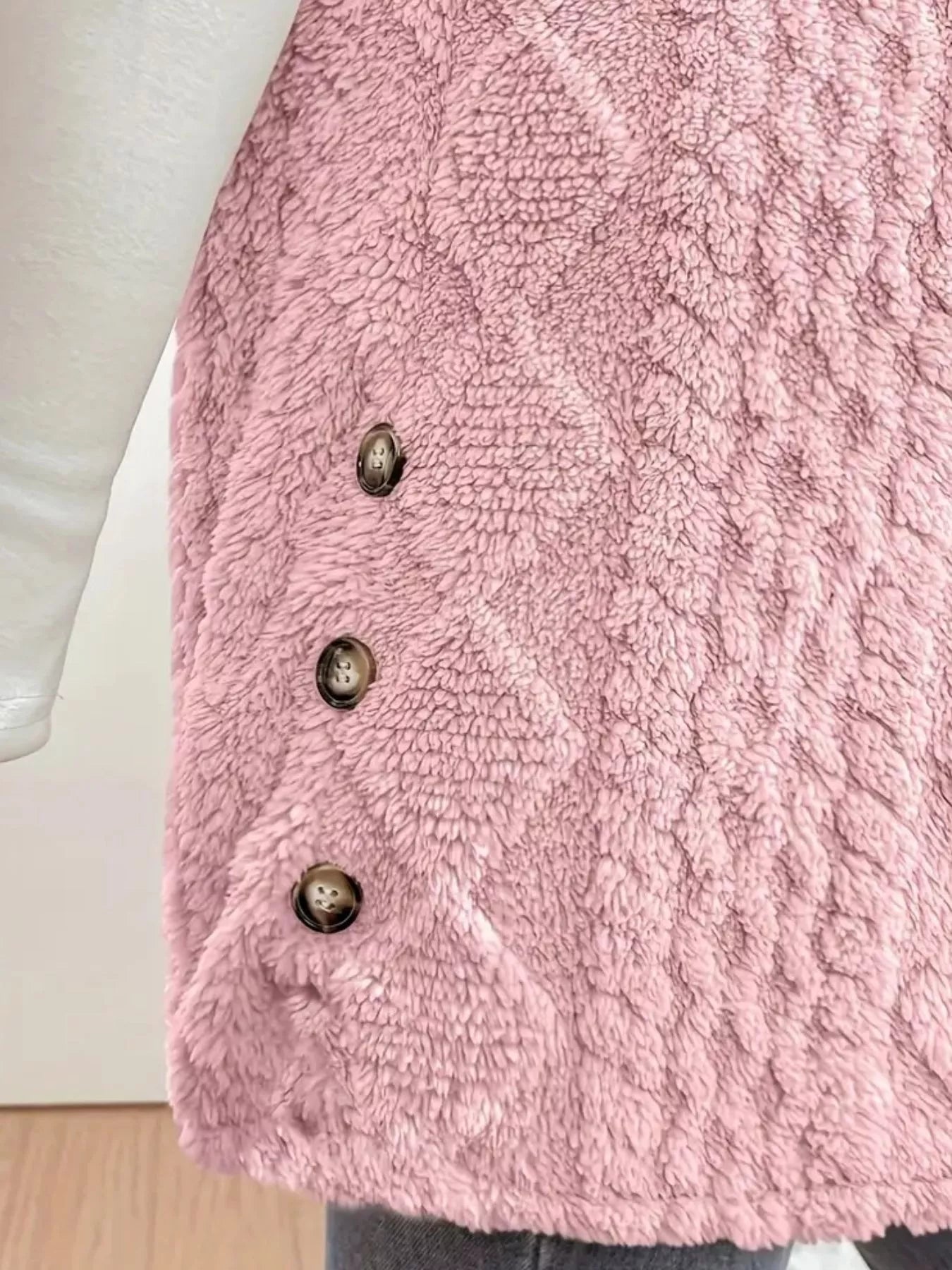 Hooded Button-Up Sherpa Vest Coat