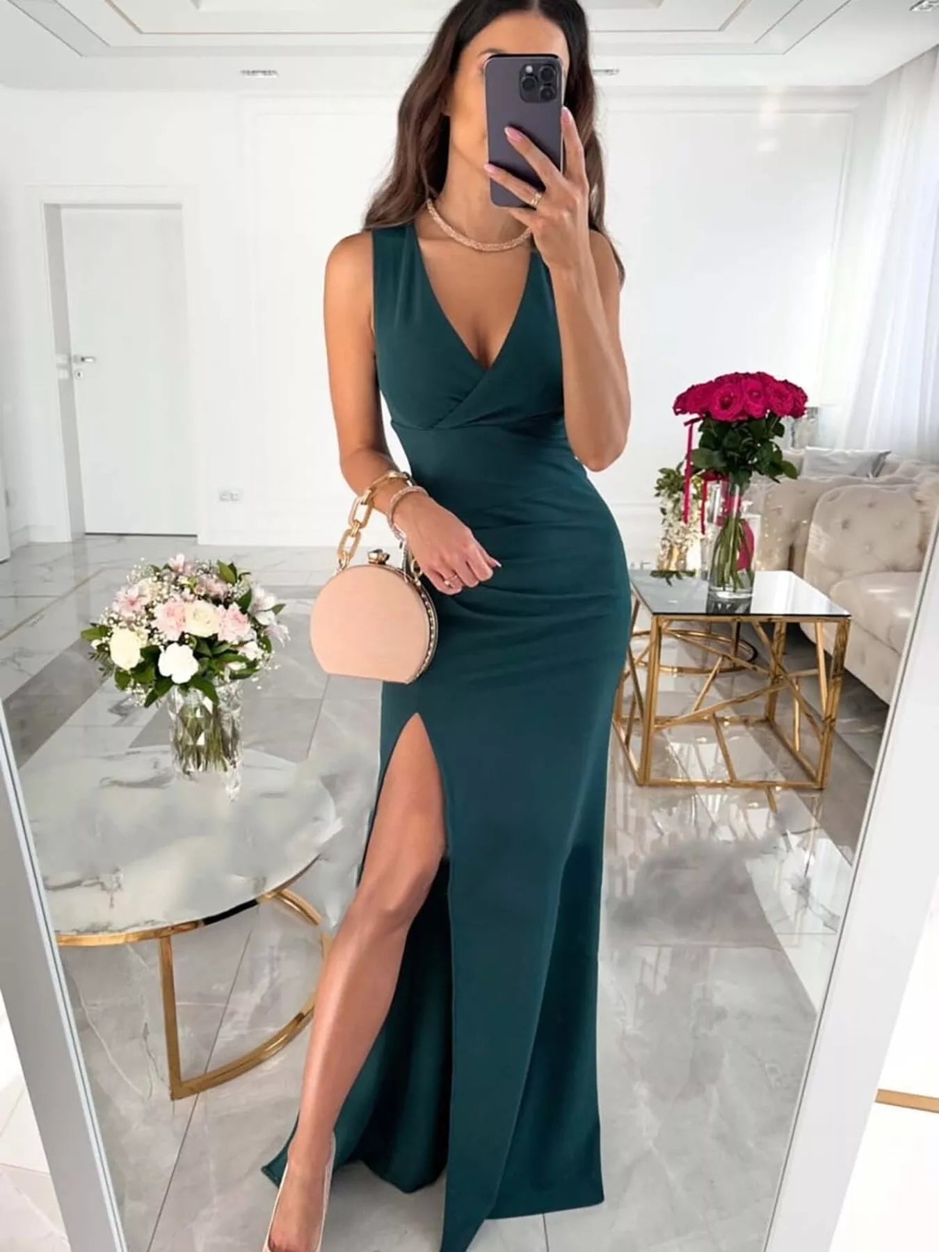 Sleeveless High Slit Maxi Dress