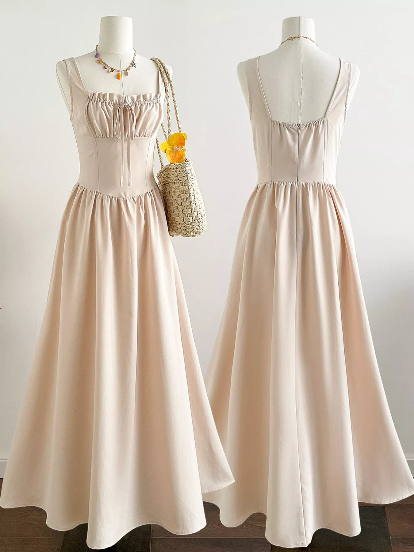 Square Neck Sleeveless A-Line Dress