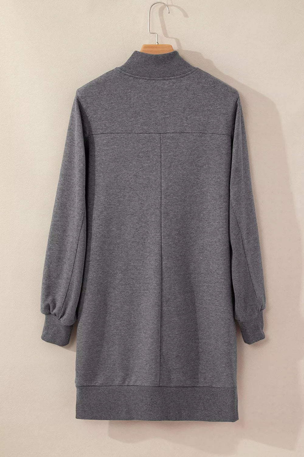 Zip Front Long Sleeve Sweatshirt Dress