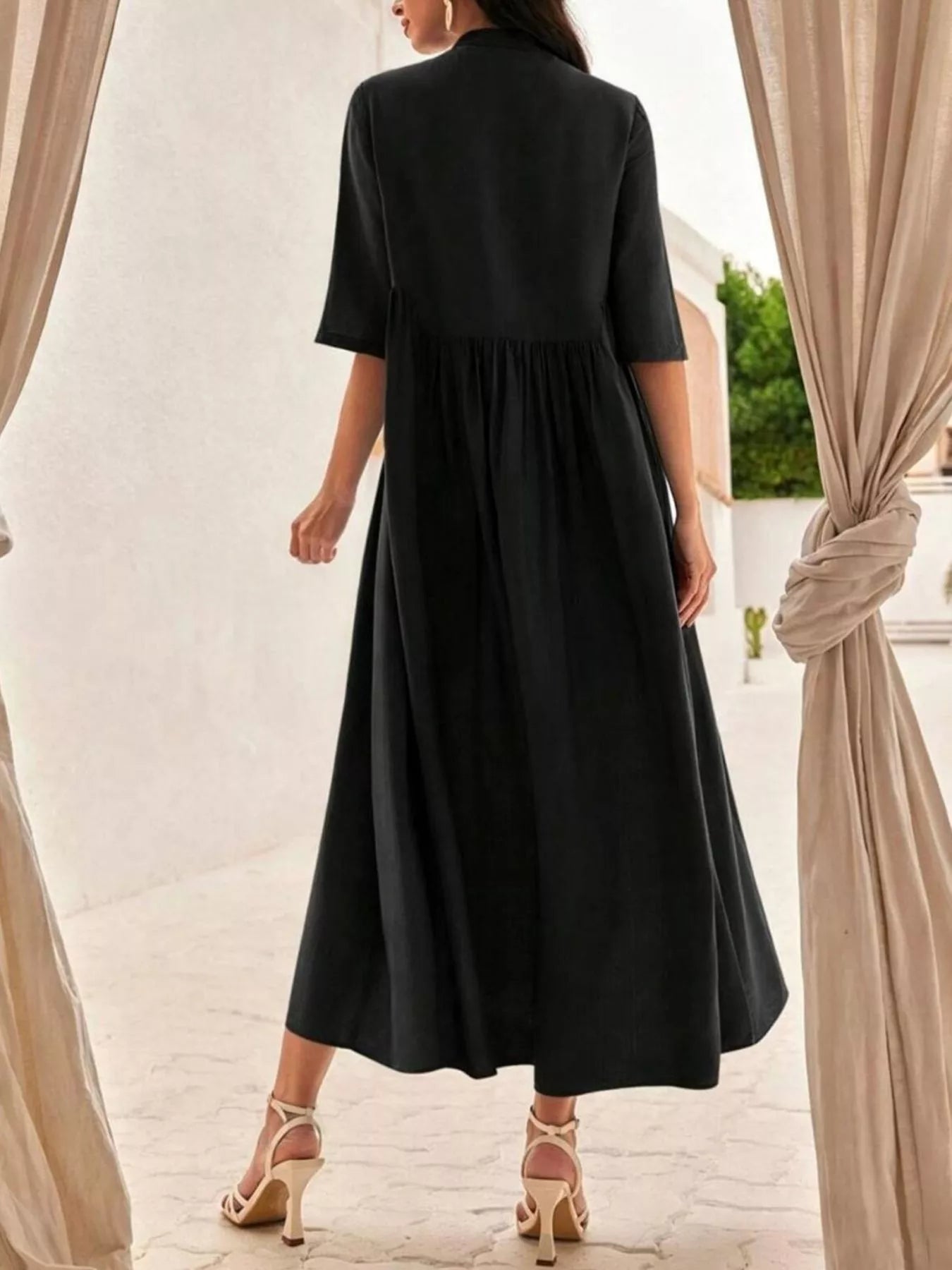 Floral Embroidered Casual Midi Dress
