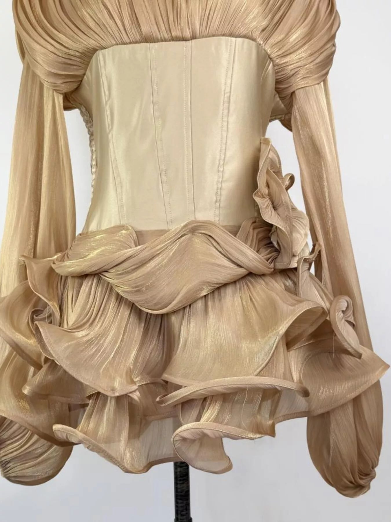 Ruffled Long Sleeve Mini Dress