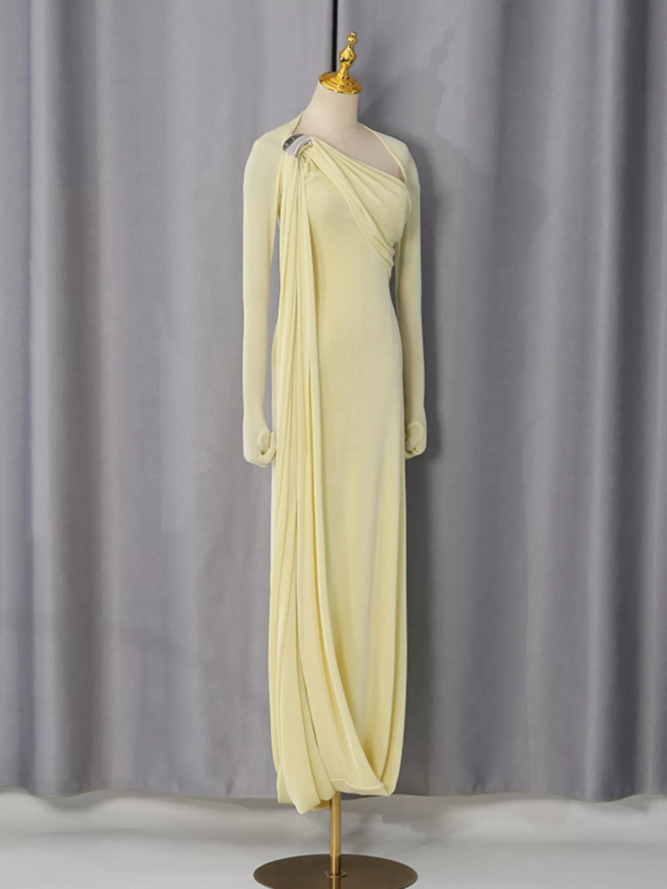 One-Shoulder Draped Maxi Dress