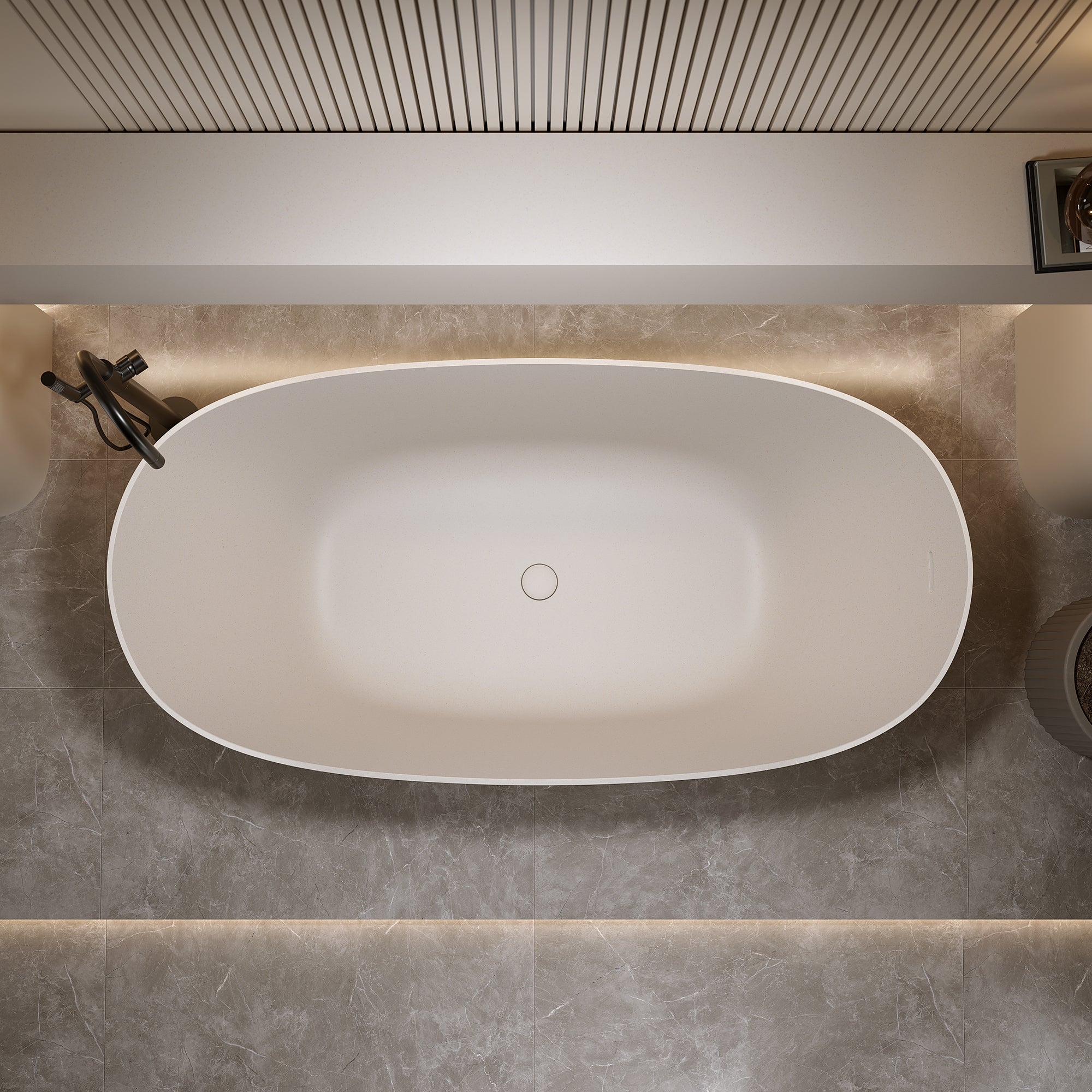 69'' Freestanding Bathtub Resin Stone Soaking Bathtub